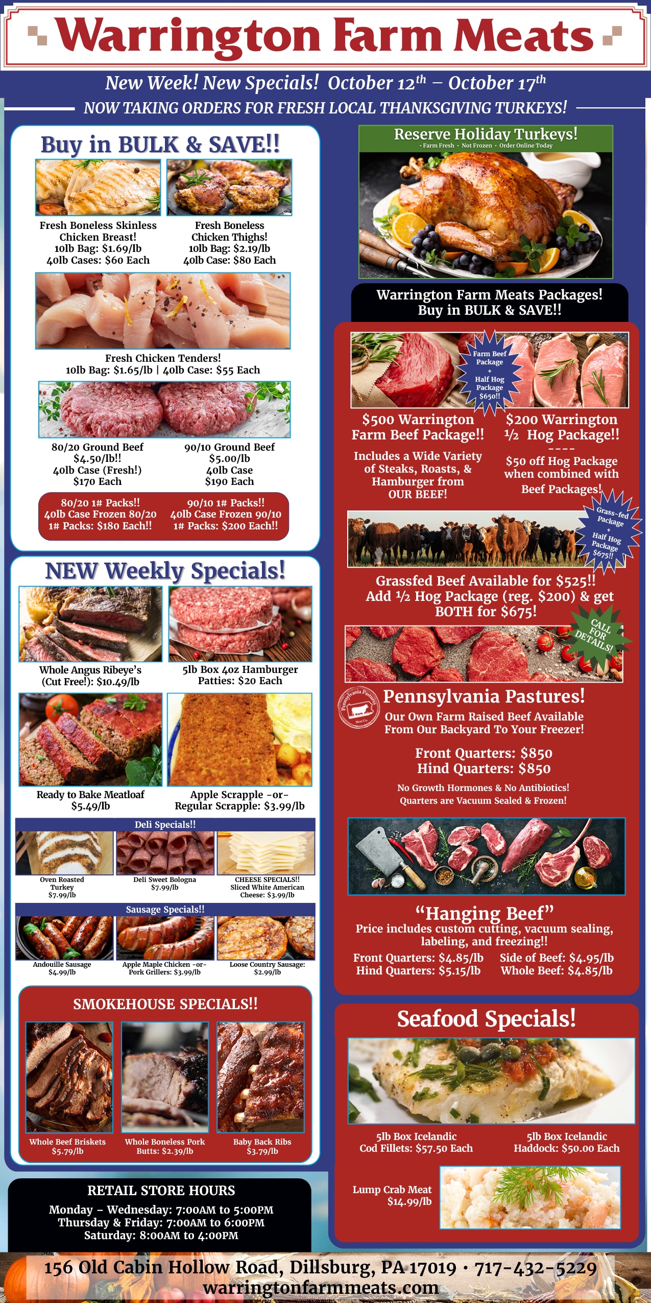 Warrington Farm Meats Weekly Specials Weekly Ad October 12 - 17, 2026