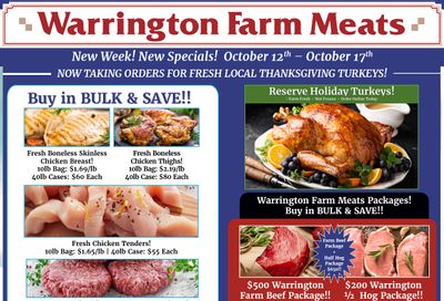 Warrington Farm Meats Weekly Specials Weekly Ad October 12 - 17, 2026