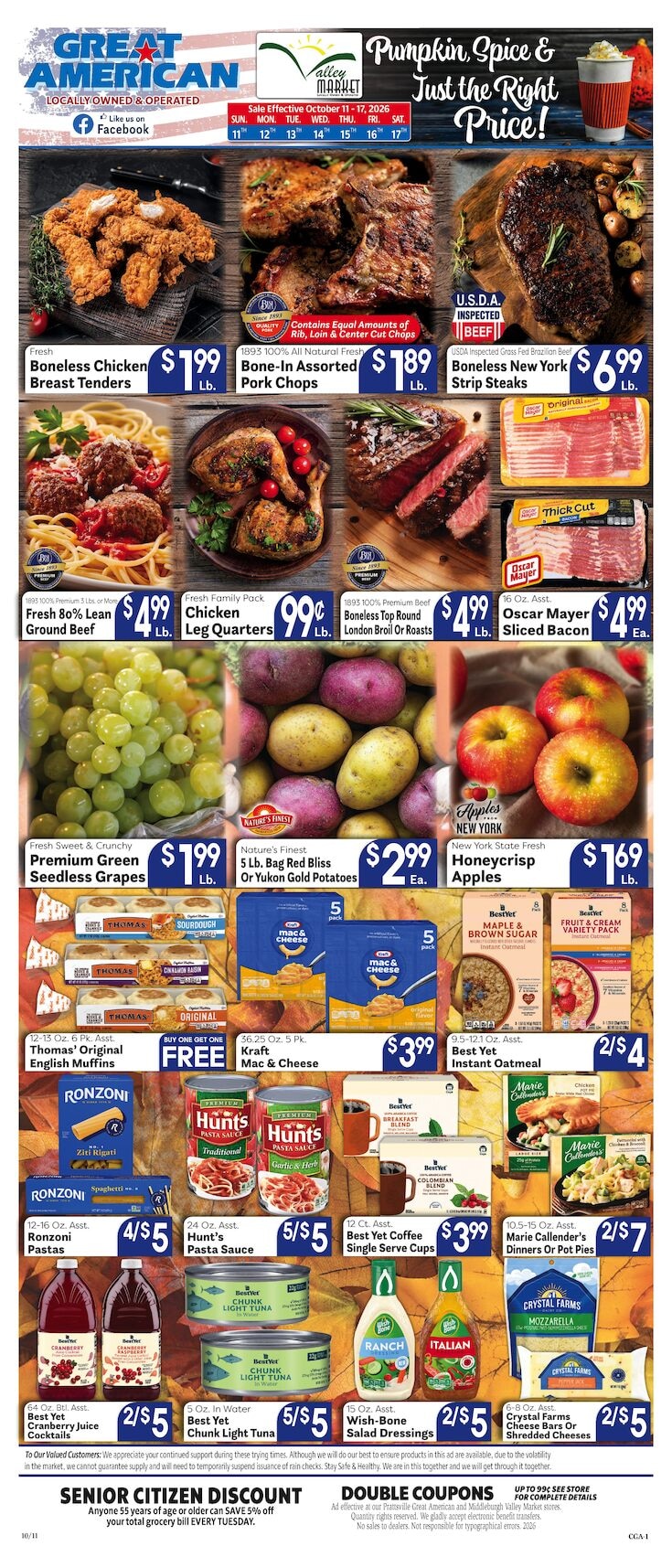 Valley Market and Jim's Great American Weekly Ad October 11 - 17, 2026