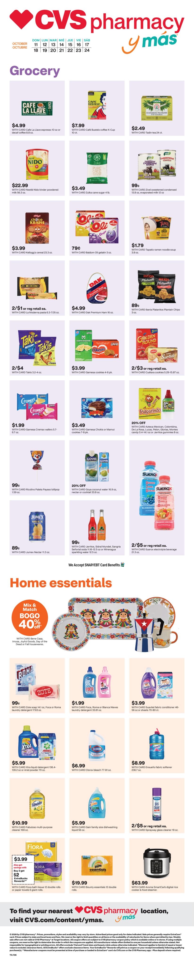 CVS Pharmacy (Arcadia Area, OK) y más Weekly Ad October 11 - 24, 2026