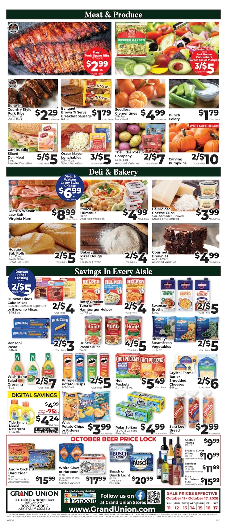 Grand Union (Rutland, VT) Weekly Ad October 11 - 17, 2026
