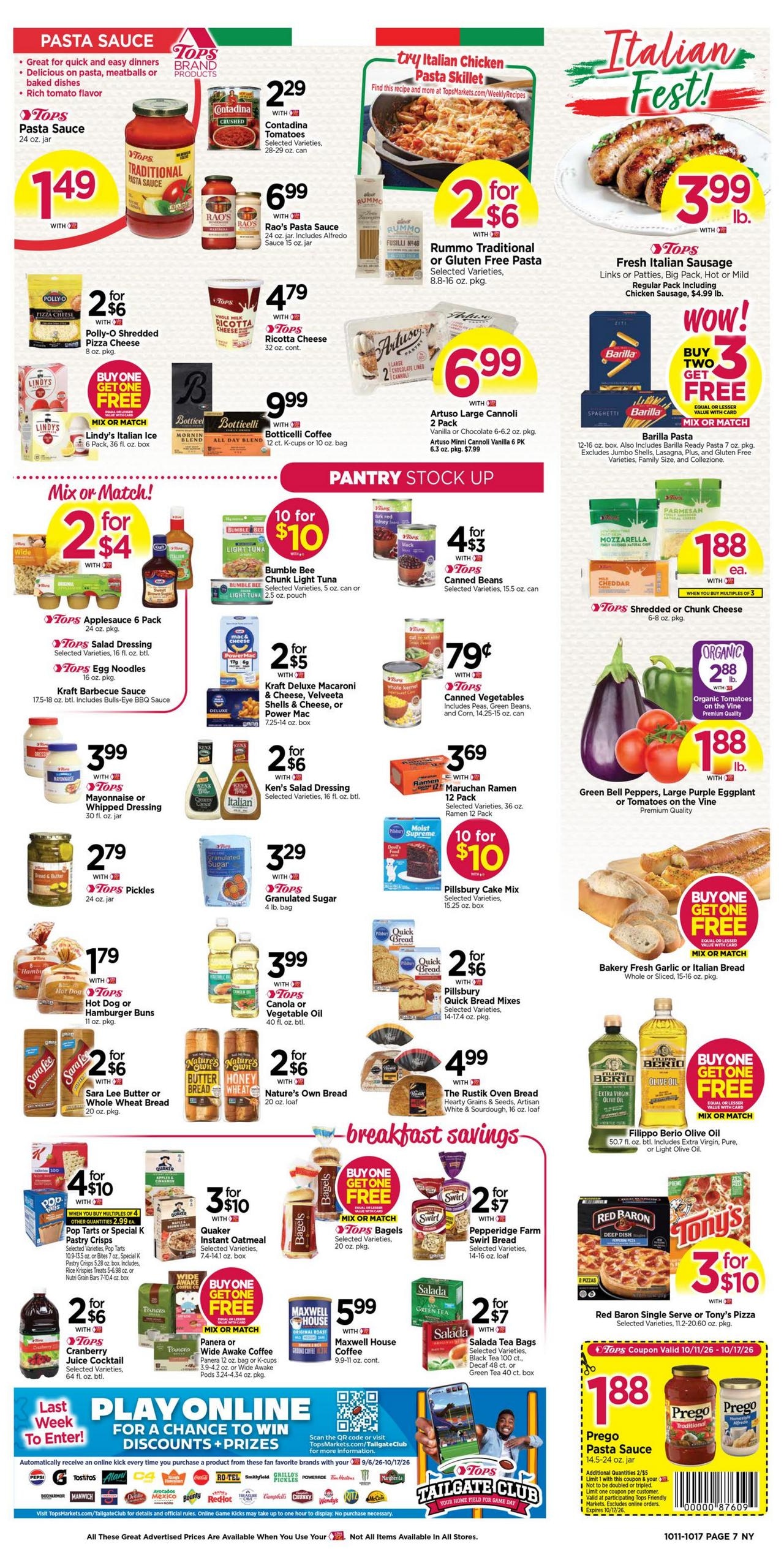 Tops Friendly Markets (Gaylordsville Area, CT) Weekly Ad October 11 - 17, 2026