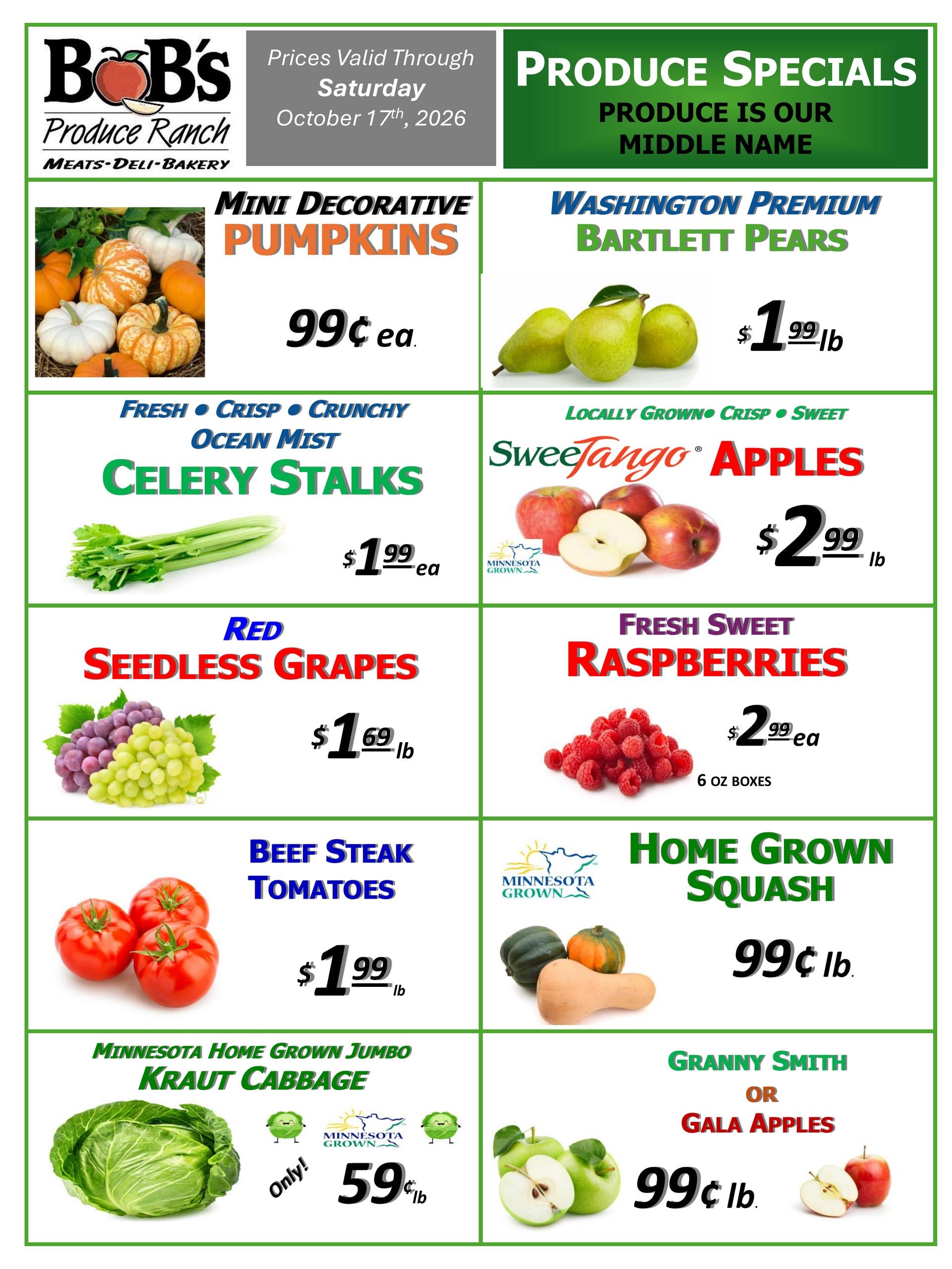 BoB's Produce Ranch Weekly Ad October 11 - 17, 2026