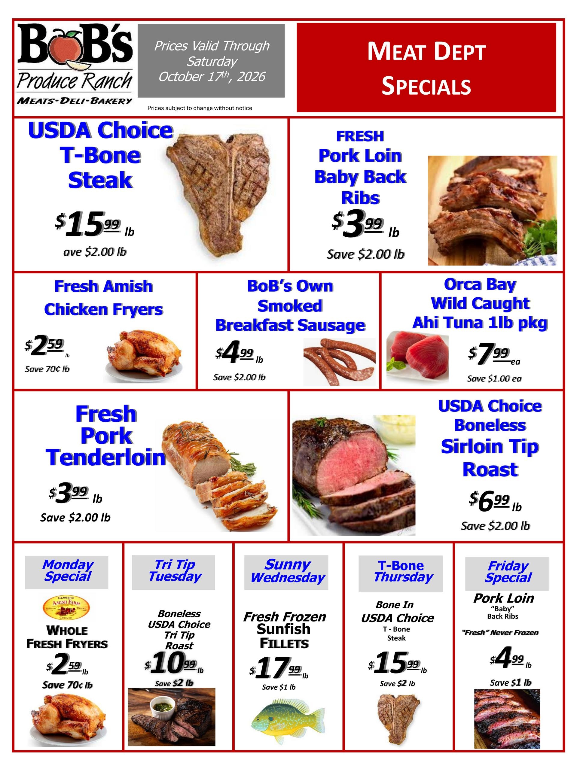 BoB's Produce Ranch Weekly Ad October 11 - 17, 2026
