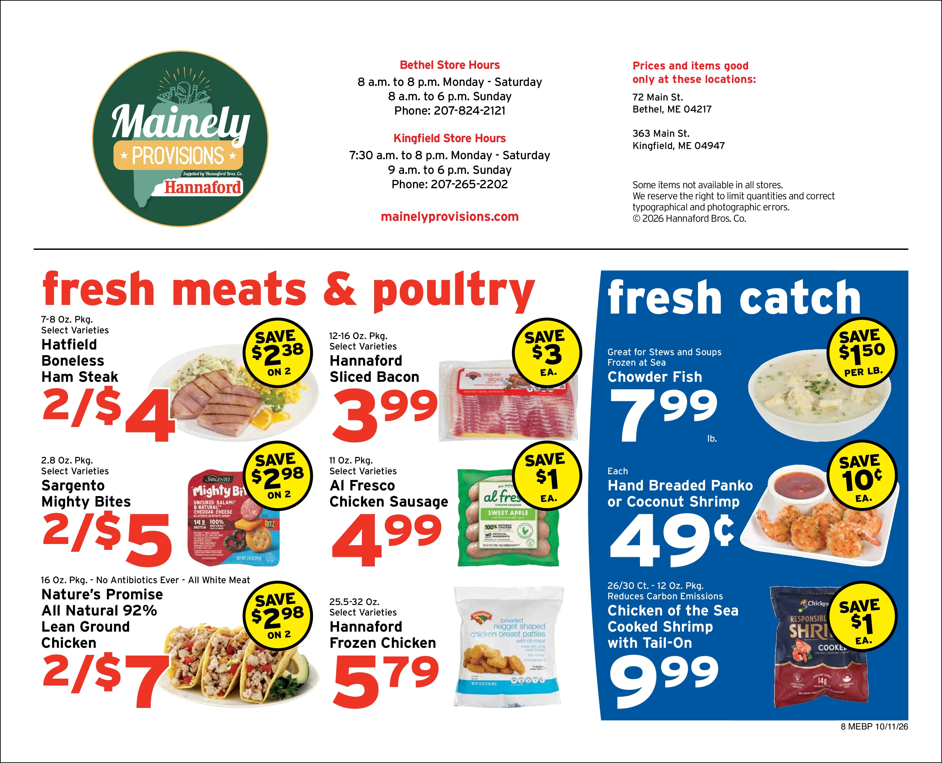Mainely Provisions (72 Main St., Bethel, ME) Weekly Ad October 11 - 17, 2026