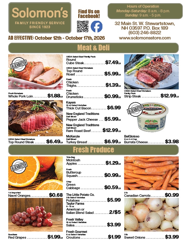 Solomon's Store Weekly Ad October 12 - 17, 2026