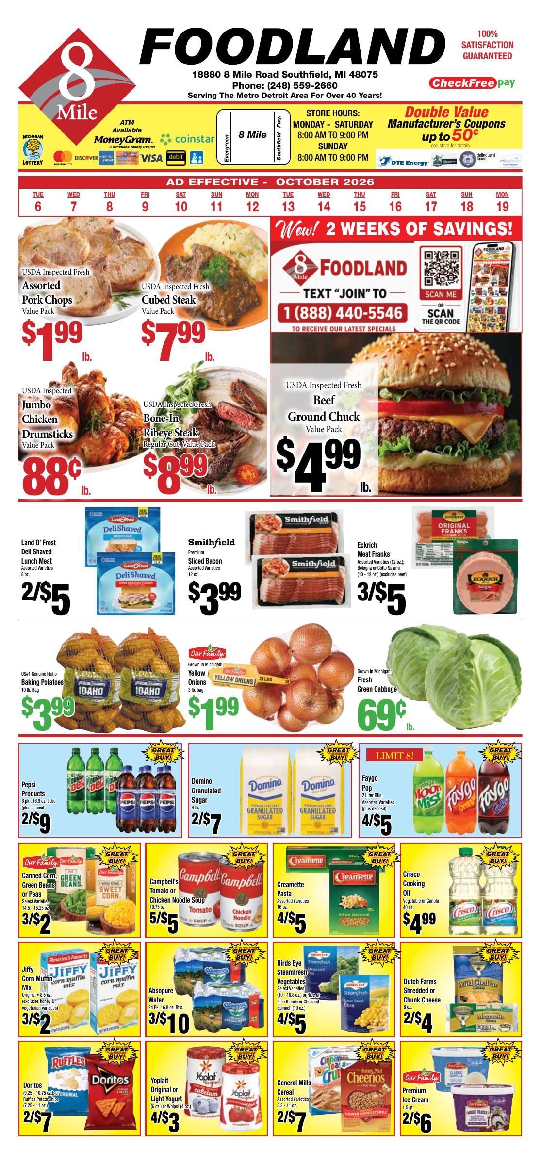 8 Mile Foodland Weekly Ad October 9 - 15, 2026
