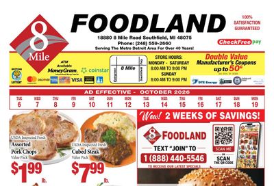 8 Mile Foodland Weekly Ad October 9 - 15, 2026