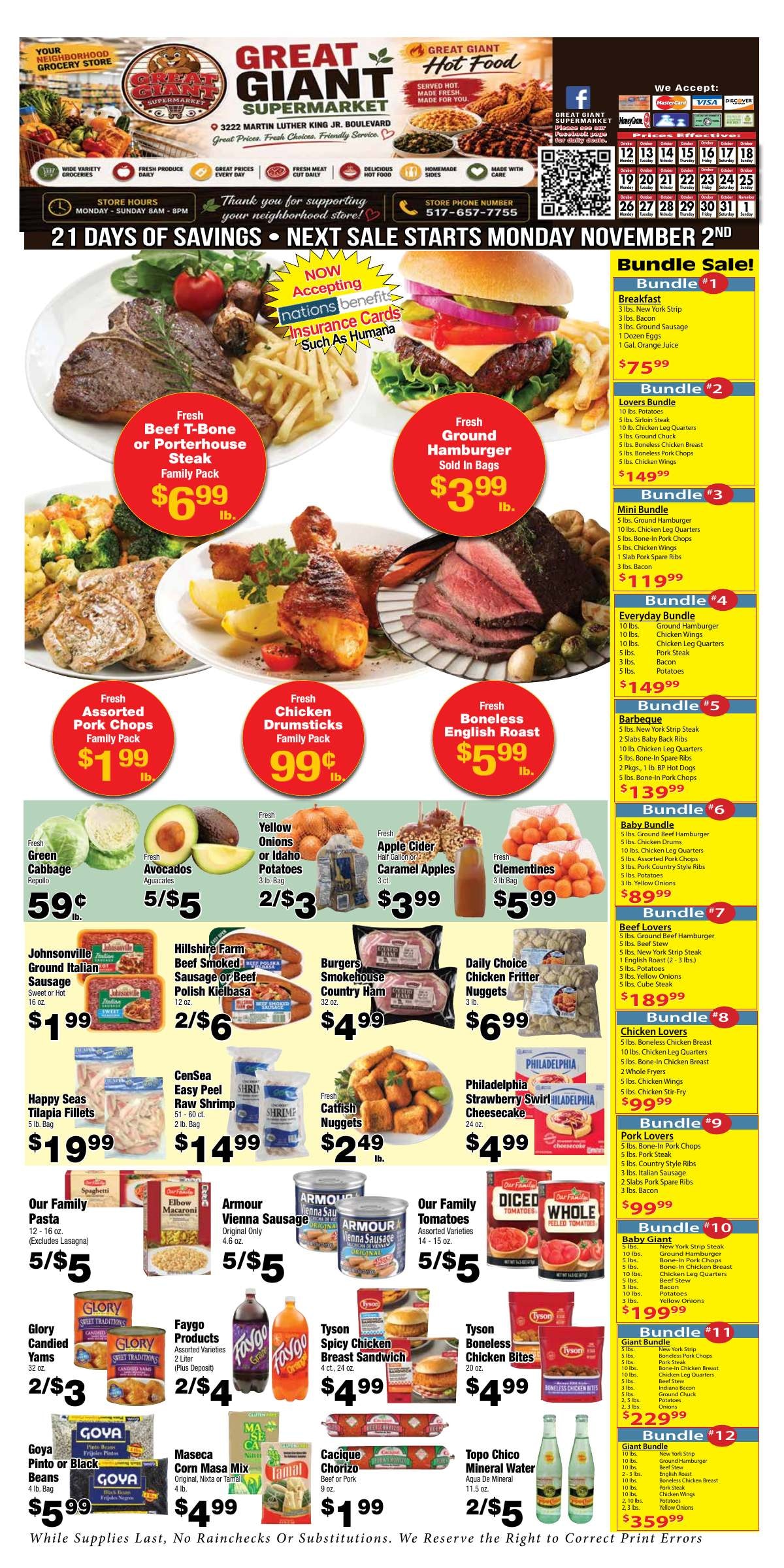 Great Giant Supermarket (Lansing, MI) Weekly Ad October 11 - 24, 2026