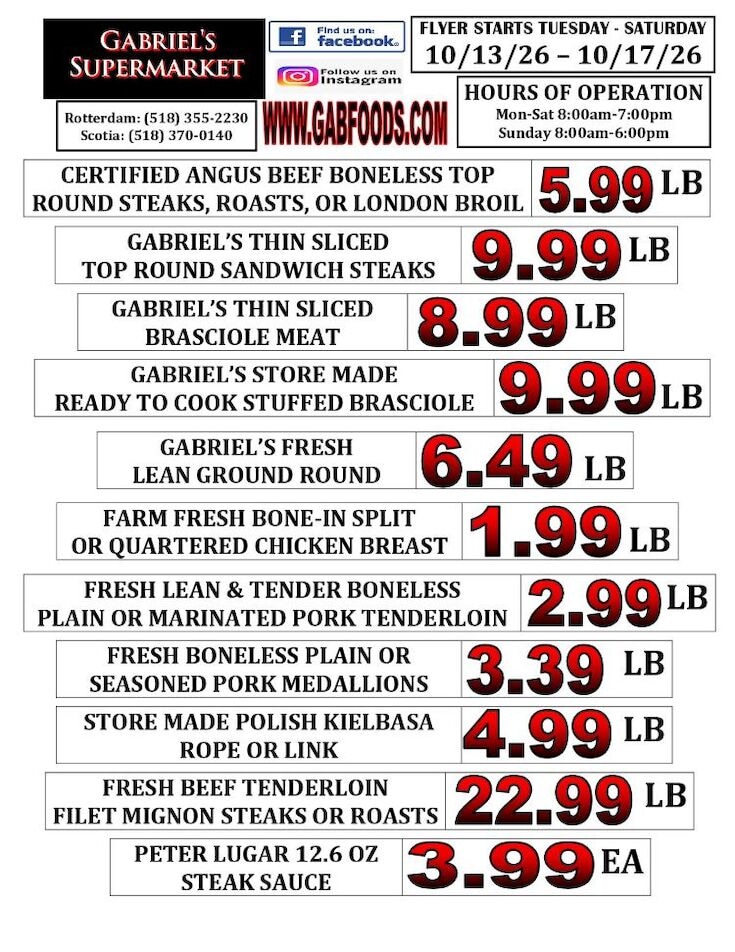 Gabriel's Supermarkets Weekly Ad October 11 - 17, 2026