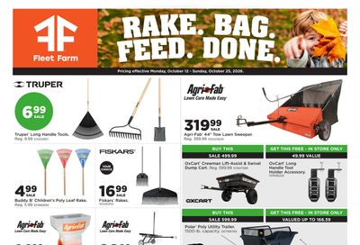 Fleet Farm Rake.Bag.Feed.Done Weekly Ad October 12 - 25, 2026