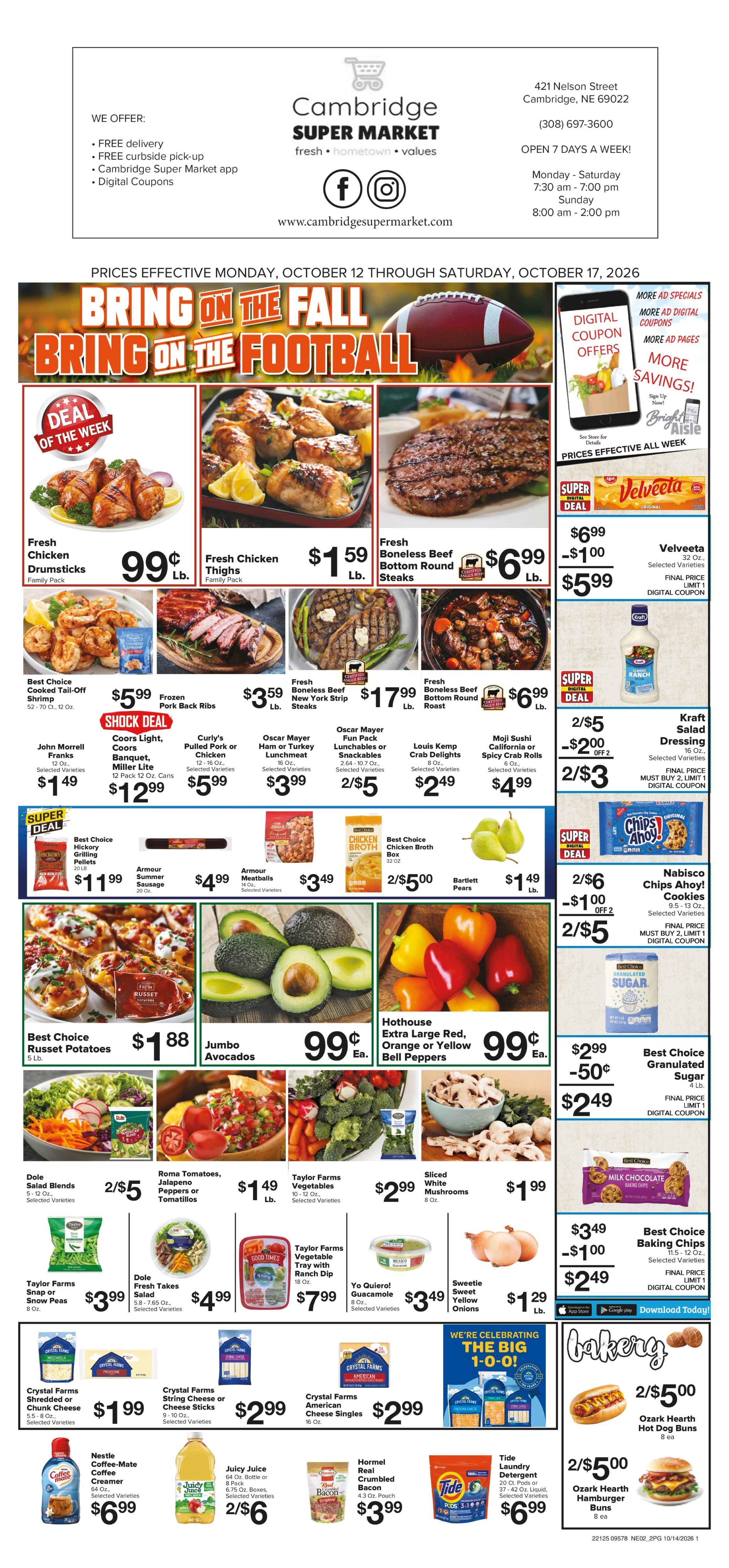 Cambridge Super Market Great Deals This Week! Weekly Ad October 12 - 17, 2026