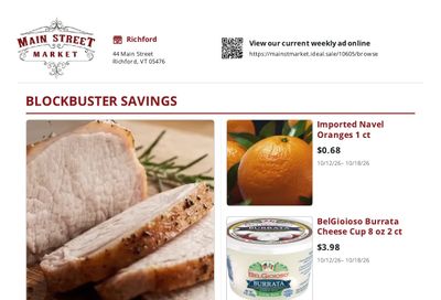 Main Street Market Weekly Ad October 12 - 18, 2026