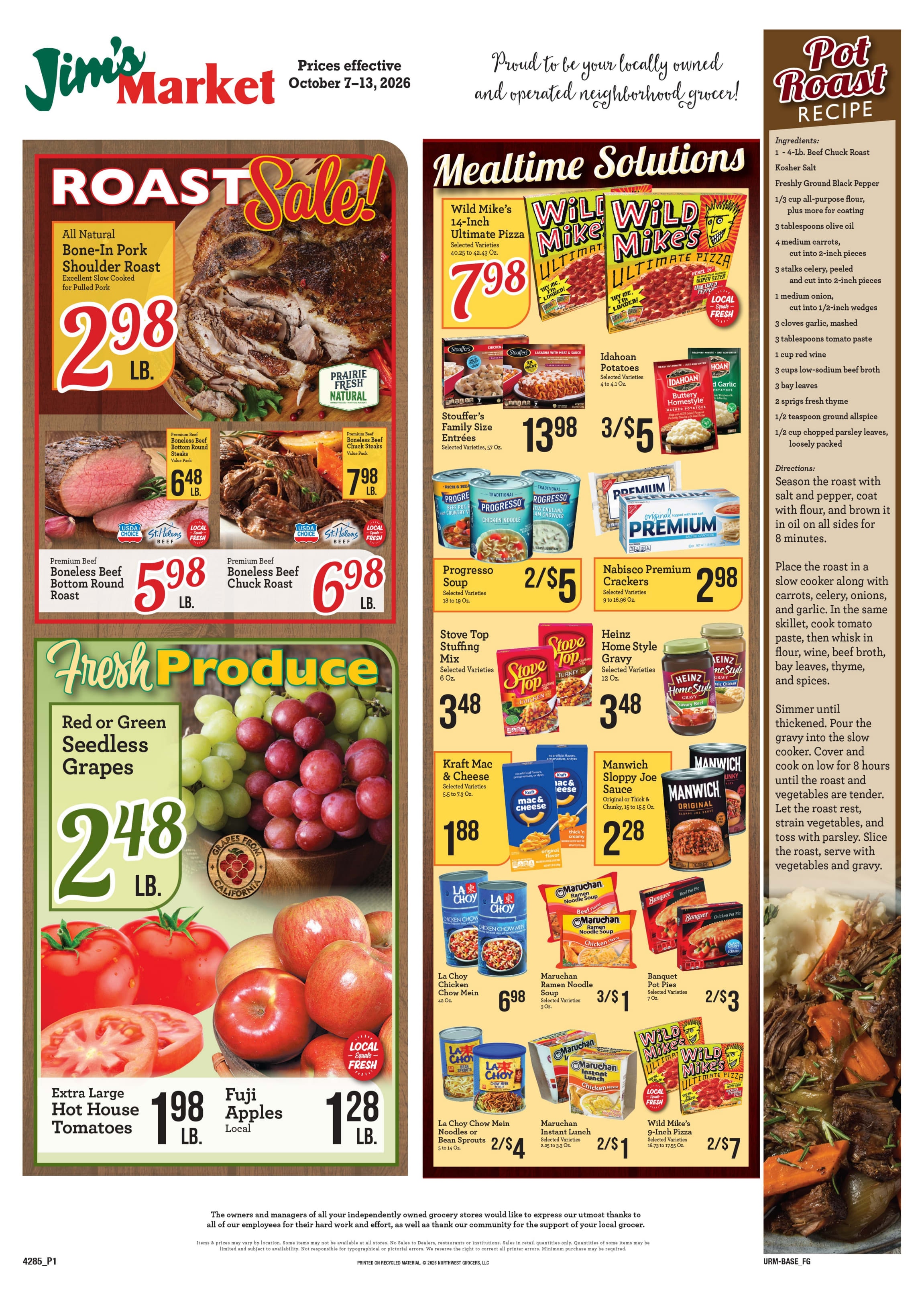 Jim's Market (12350 Northwest Main Street, Suite 100, Banks, OR) Weekly Ad October 7 - 13, 2026
