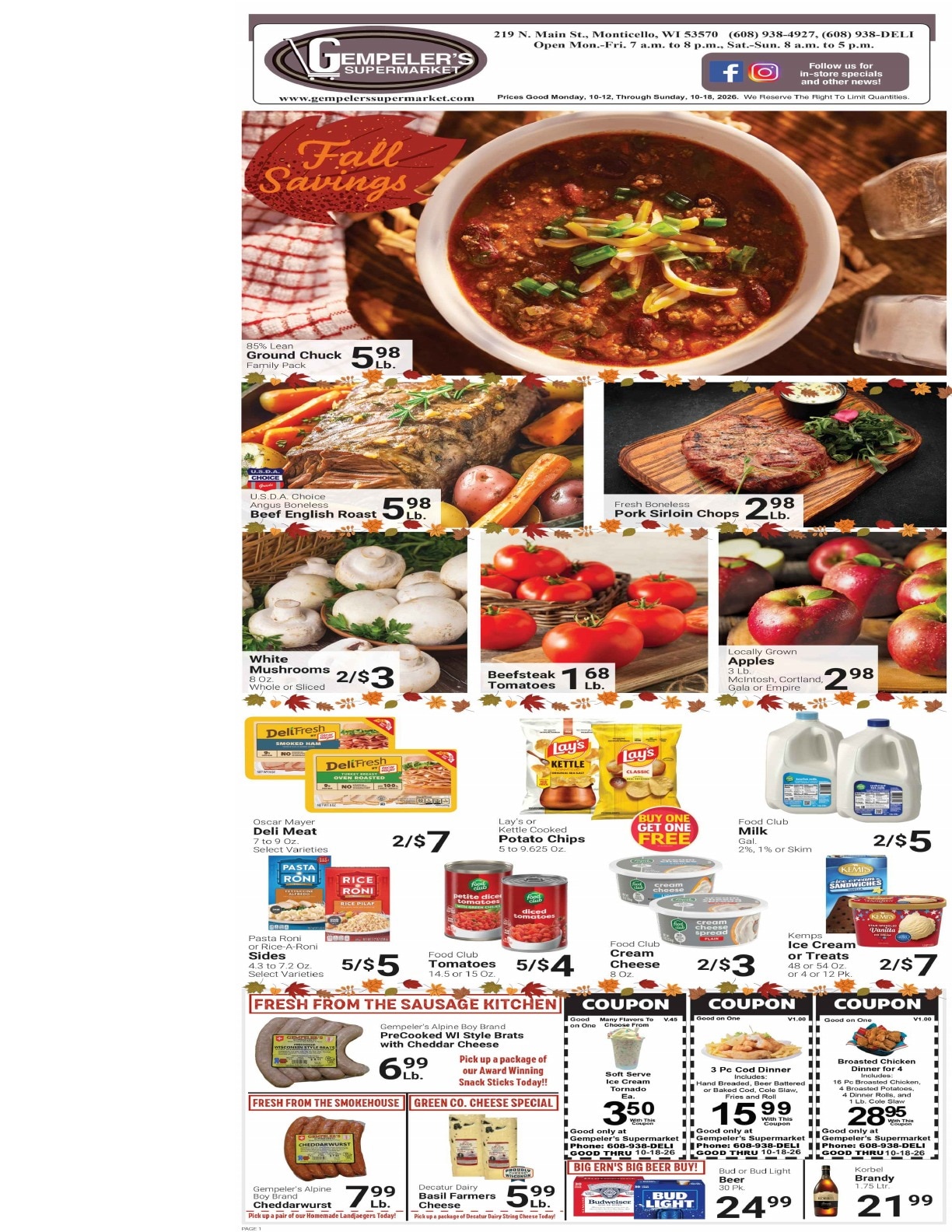 Gempeler's Supermarket Weekly Ad October 12 - 18, 2026