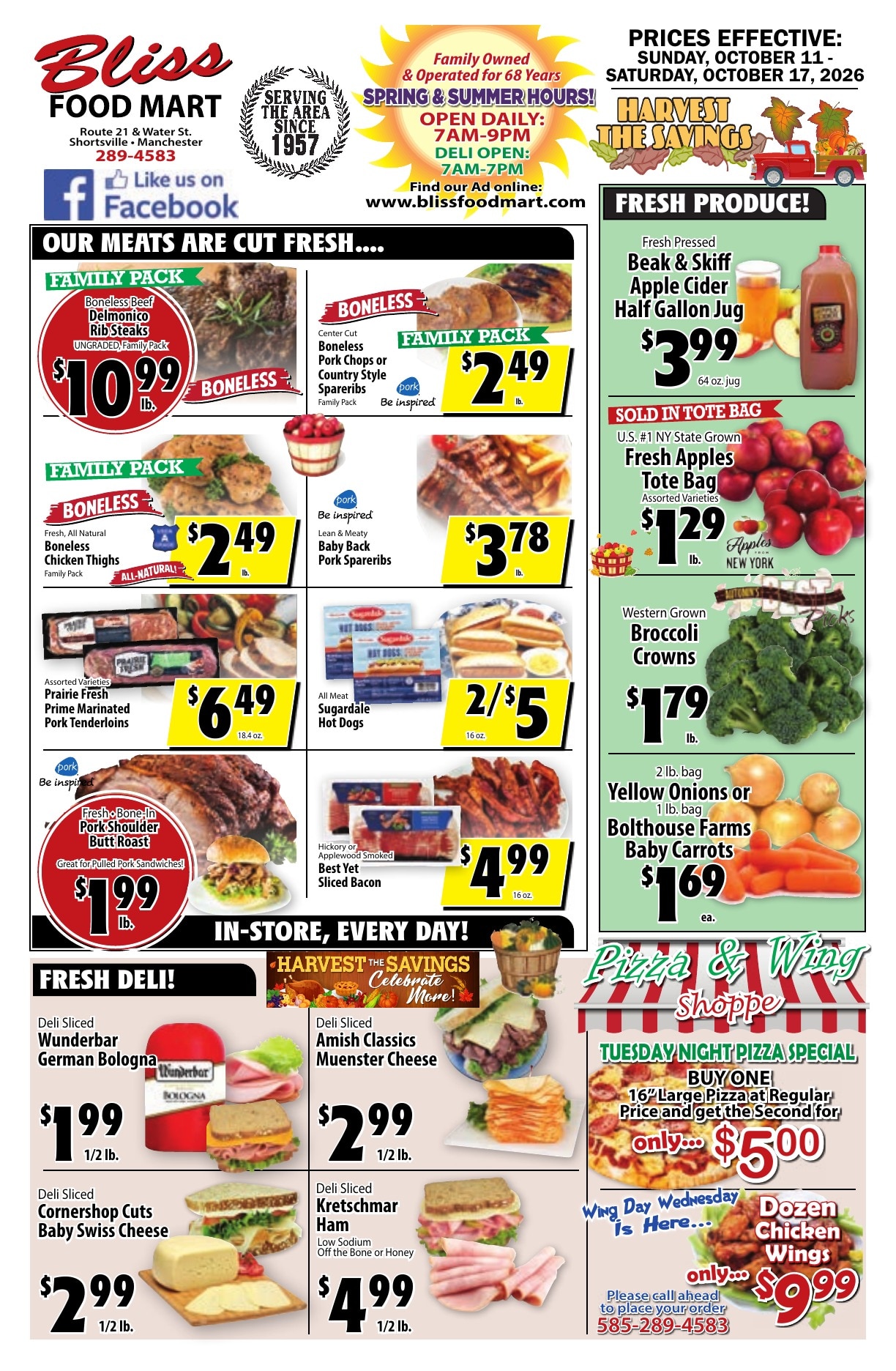 Bliss Shur Fine Food Mart Weekly Ad October 11 - 17, 2026