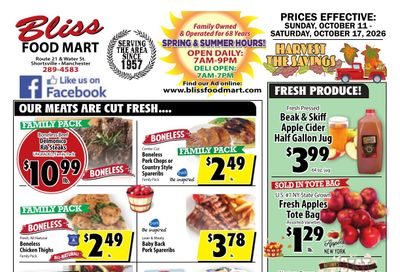 Bliss Shur Fine Food Mart Weekly Ad October 11 - 17, 2026