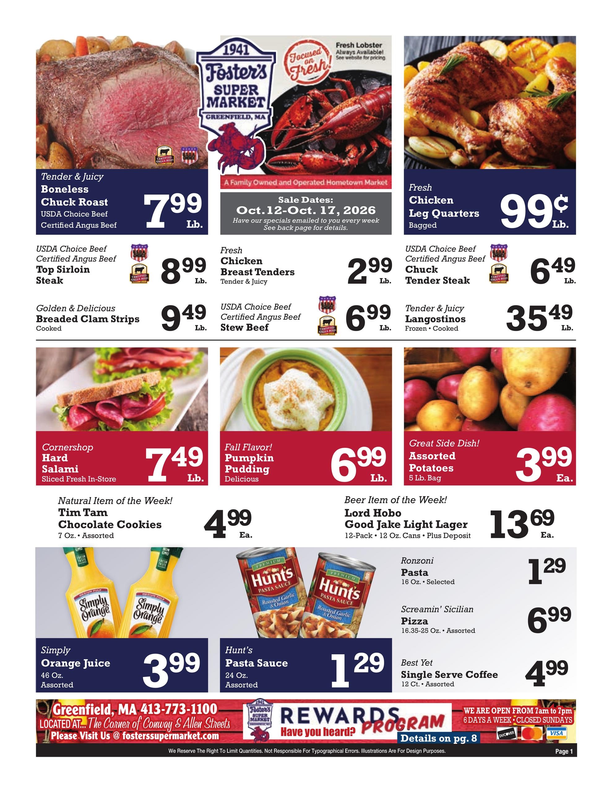 Foster's Super Market Weekly Ad October 12 - 17, 2026