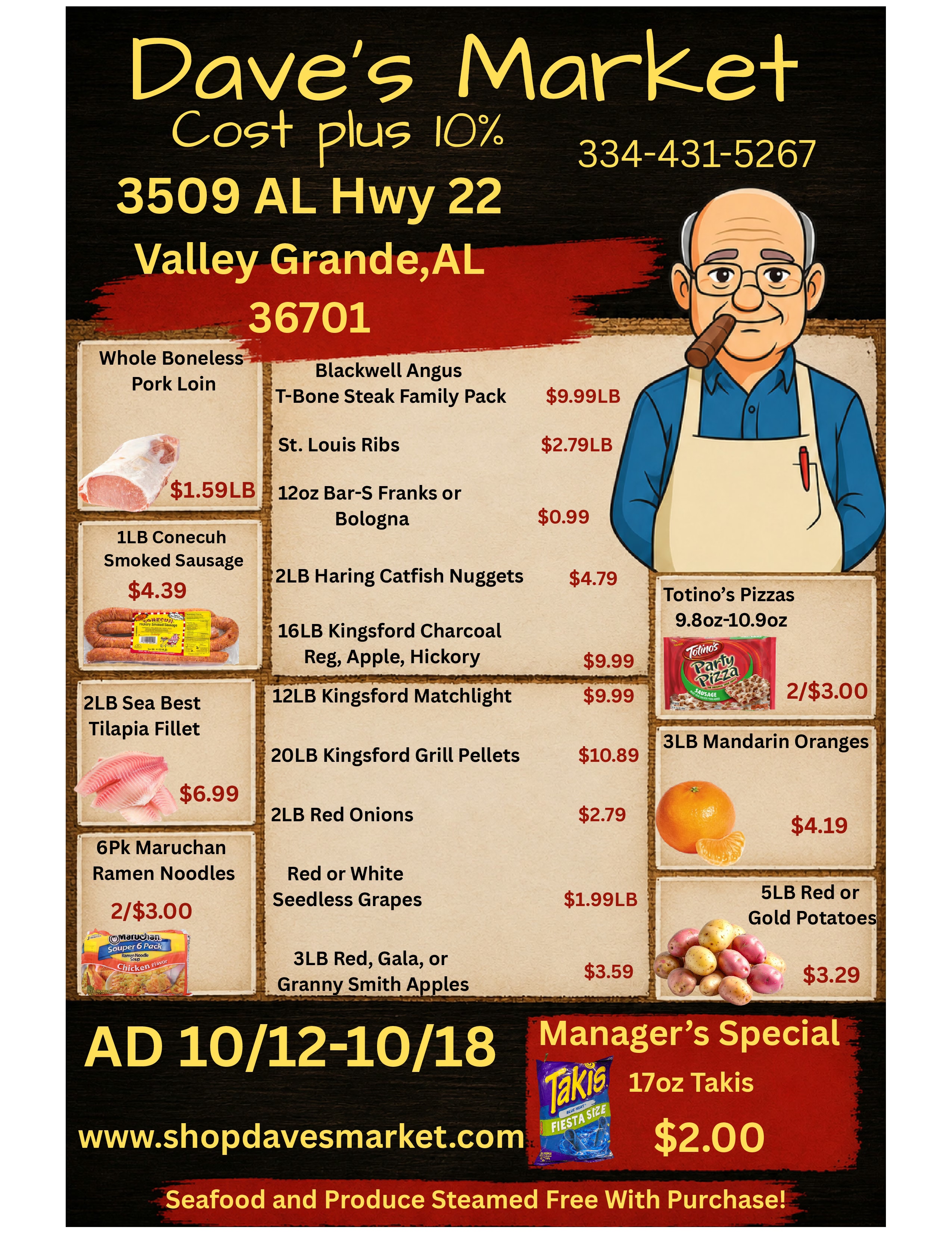 Dave's Market Valley Grande (3509 AL-22, Valley Grande, AL) Weekly Ad October 12 - 18, 2026