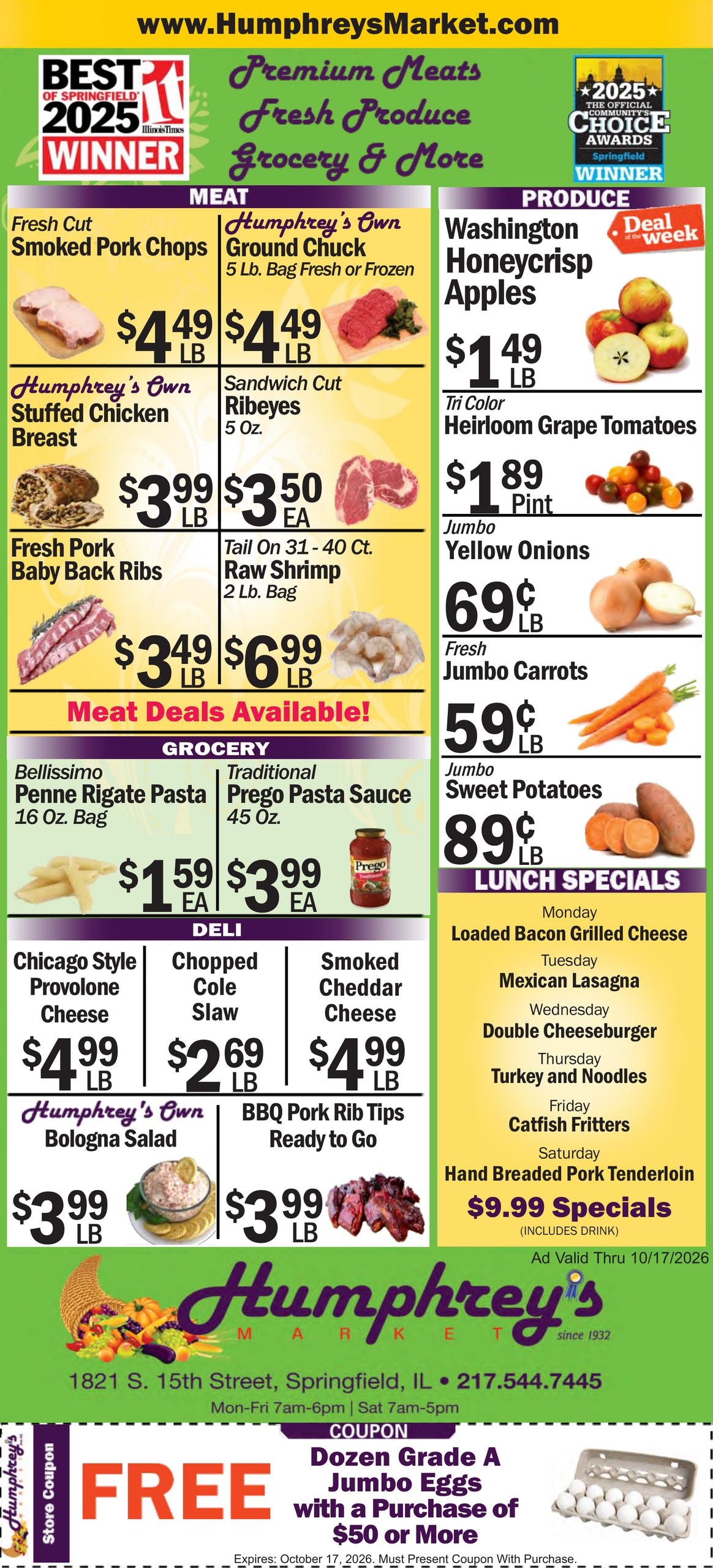 Humphrey's Market Weekly Ad October 11 - 17, 2026