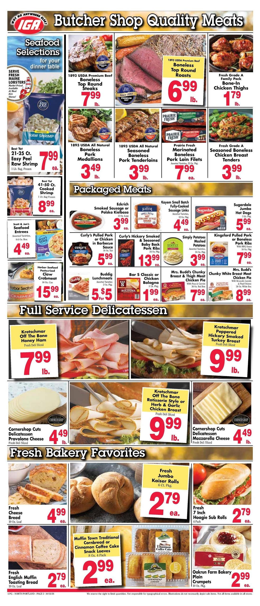 Andy's IGA Foodliner Weekly Ad October 11 - 17, 2026