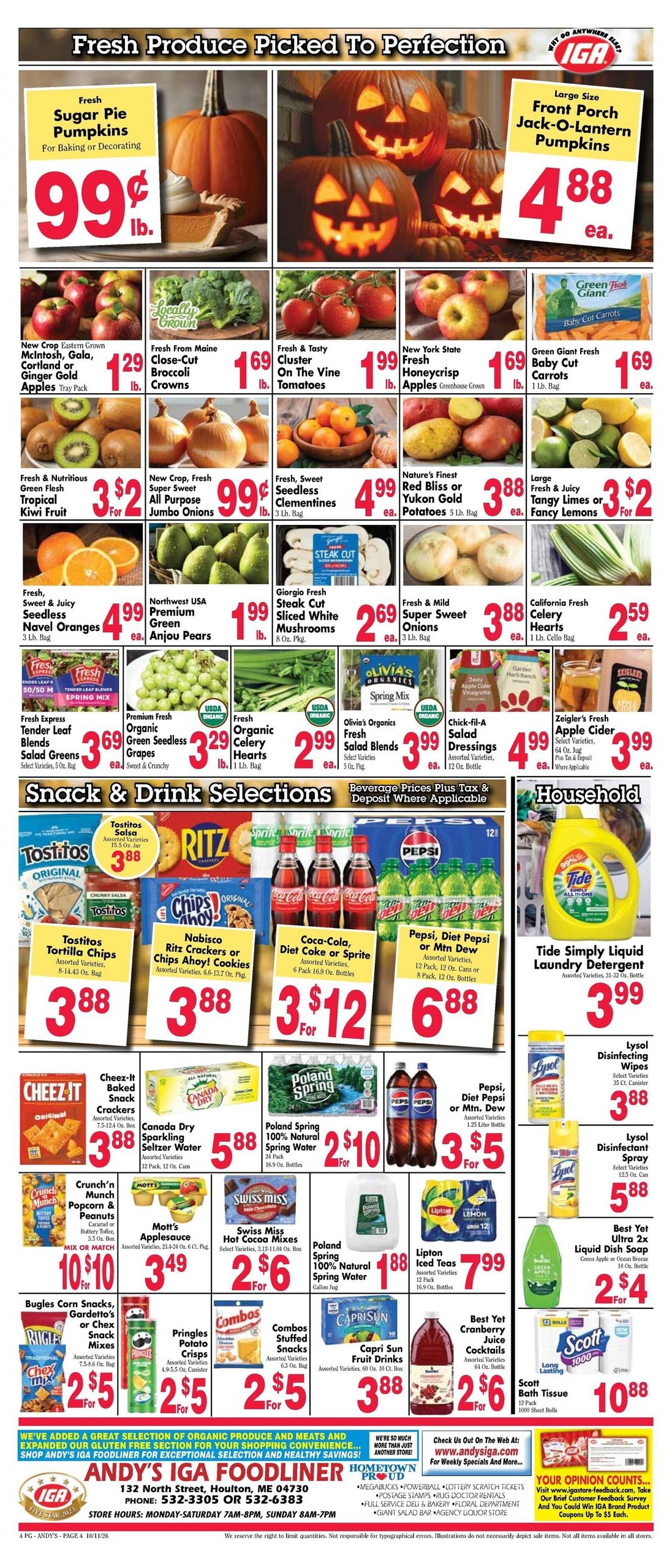 Andy's IGA Foodliner Weekly Ad October 11 - 17, 2026