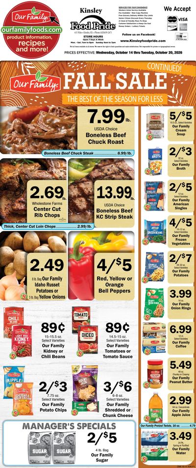 Kinsley Food Pride Weekly Ad October 14 - 20, 2026