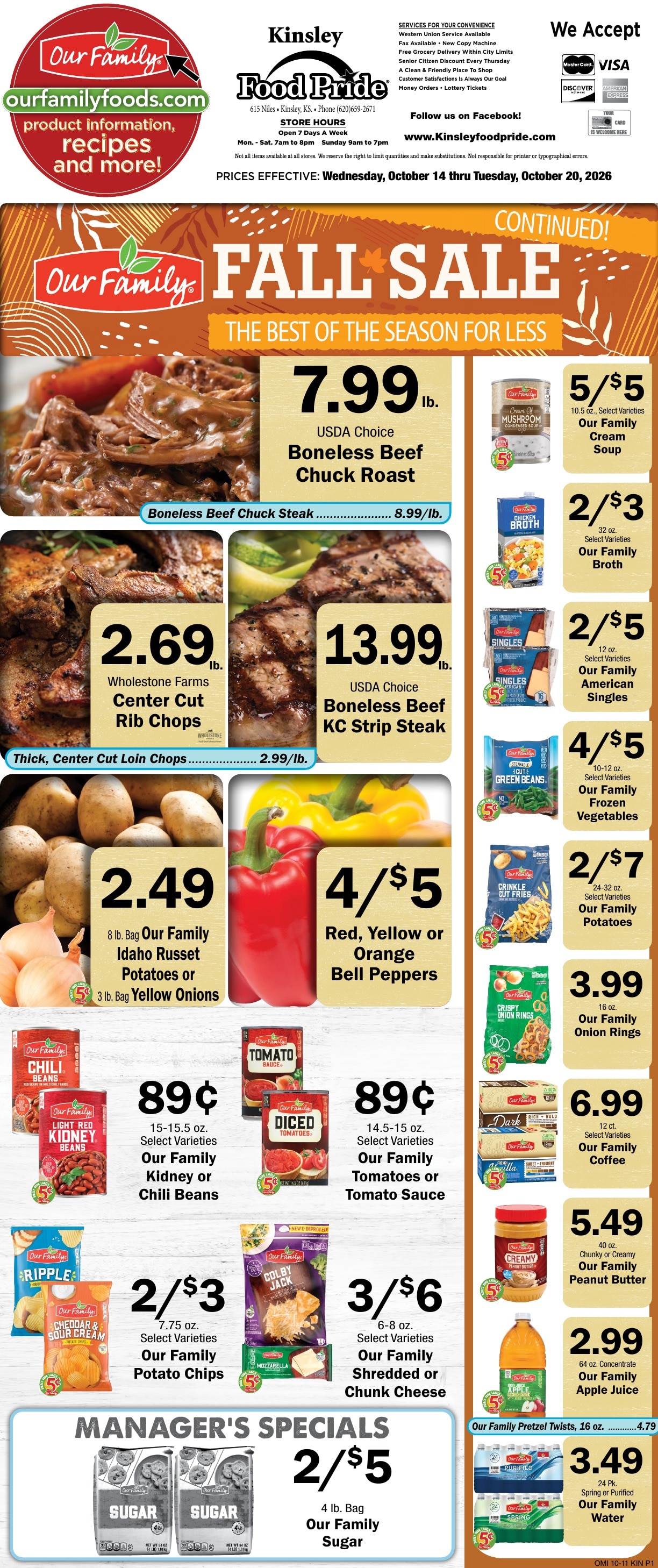 Kinsley Food Pride Weekly Ad October 14 - 20, 2026