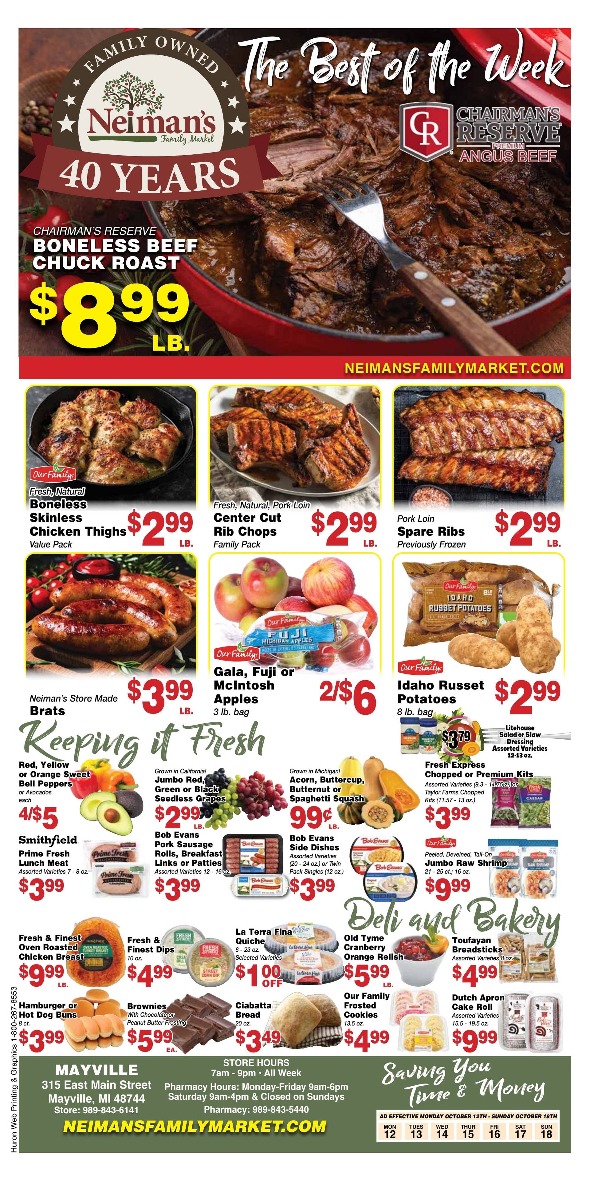 Neiman's Family Market (Mayville, MI) Weekly Ad October 12 - 18, 2026