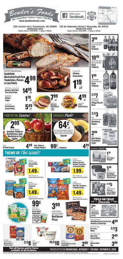 Bender's Foods (Wisconsin) Weekly Ad October 7 - 13, 2026