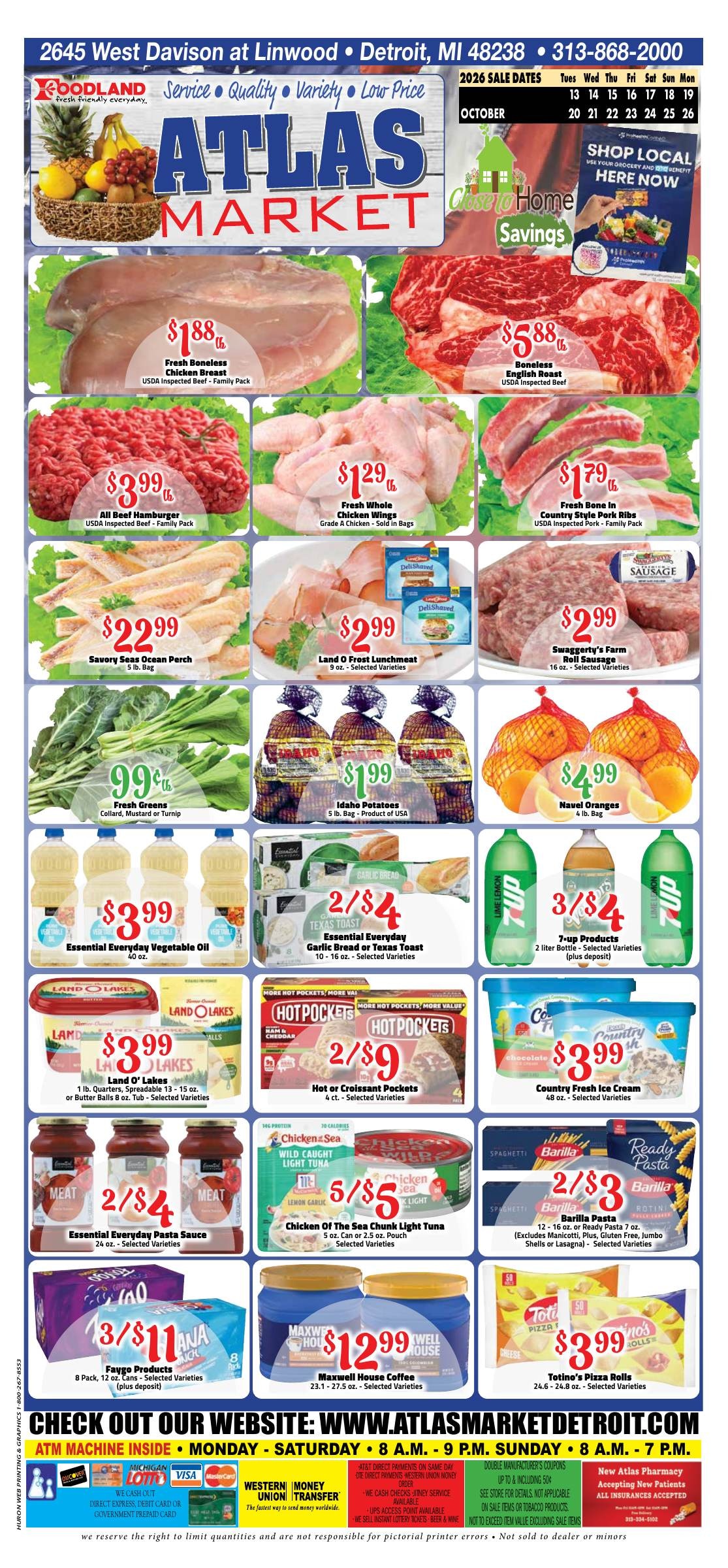 Atlas Market (2645 West Davison Street, Detroit, MI) Weekly Ad October 29 - 31, 2026