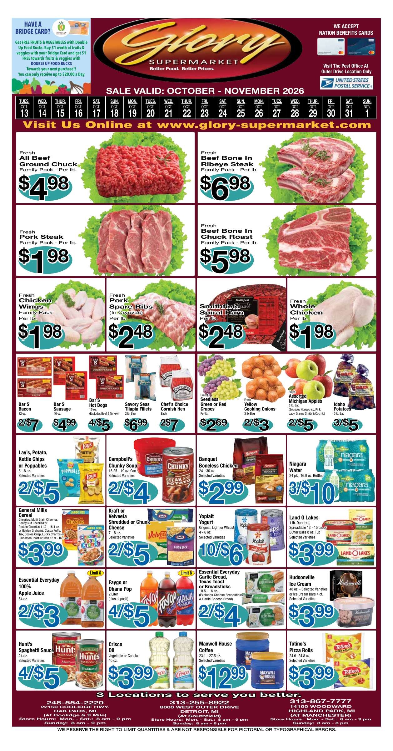 Glory Supermarket (8000 West Outer Drive, Detroit, MI) Weekly Ad October 12 - 25, 2026