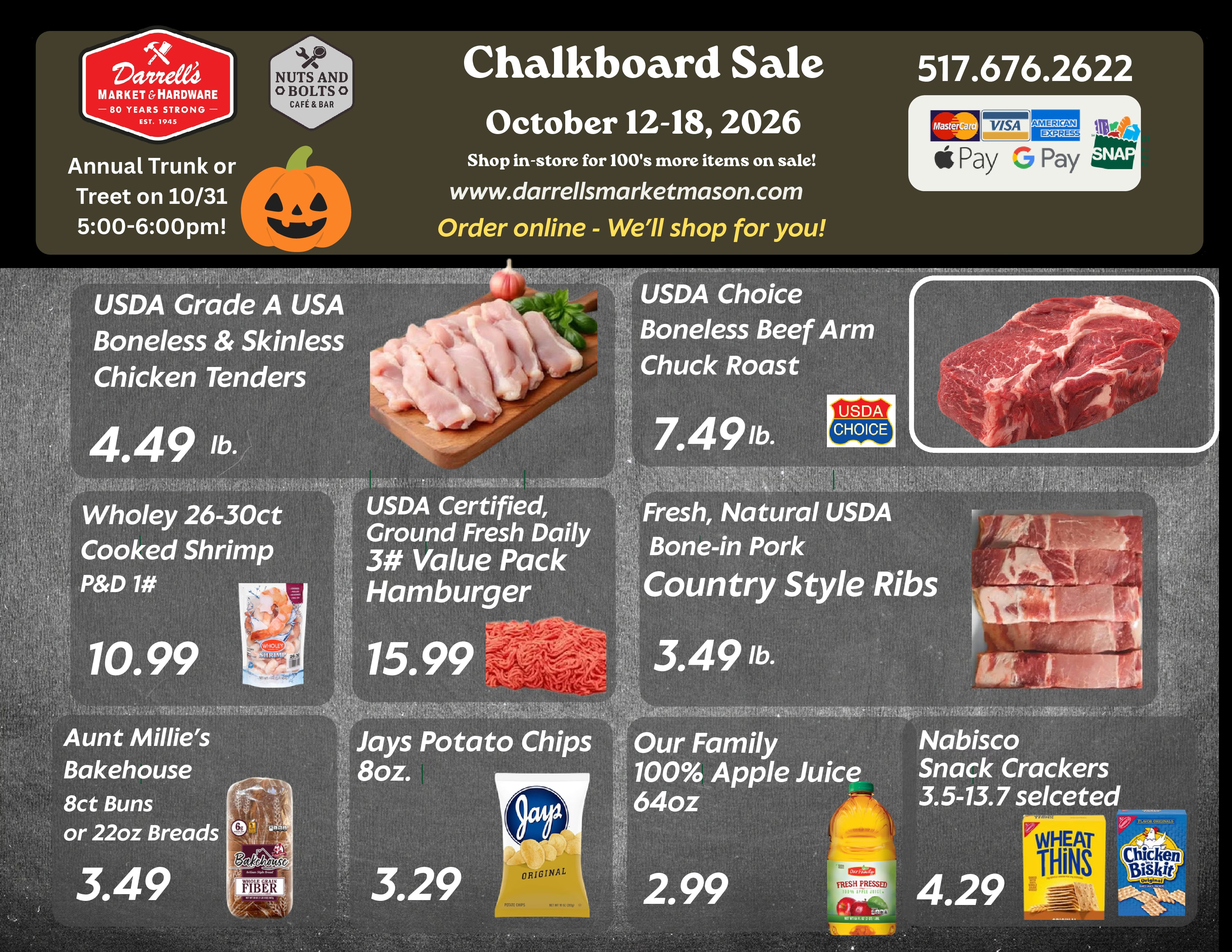 Darrell's Market and Hardware (4520 W Columbia Rd, Mason, MI) Weekly Ad October 12 - 18, 2026