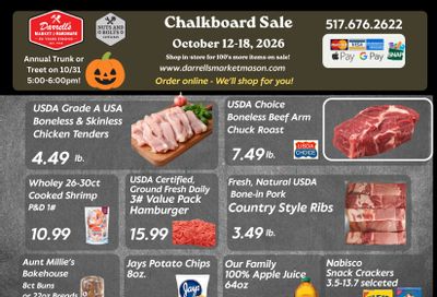Darrell's Market and Hardware (4520 W Columbia Rd, Mason, MI) Weekly Ad October 12 - 18, 2026