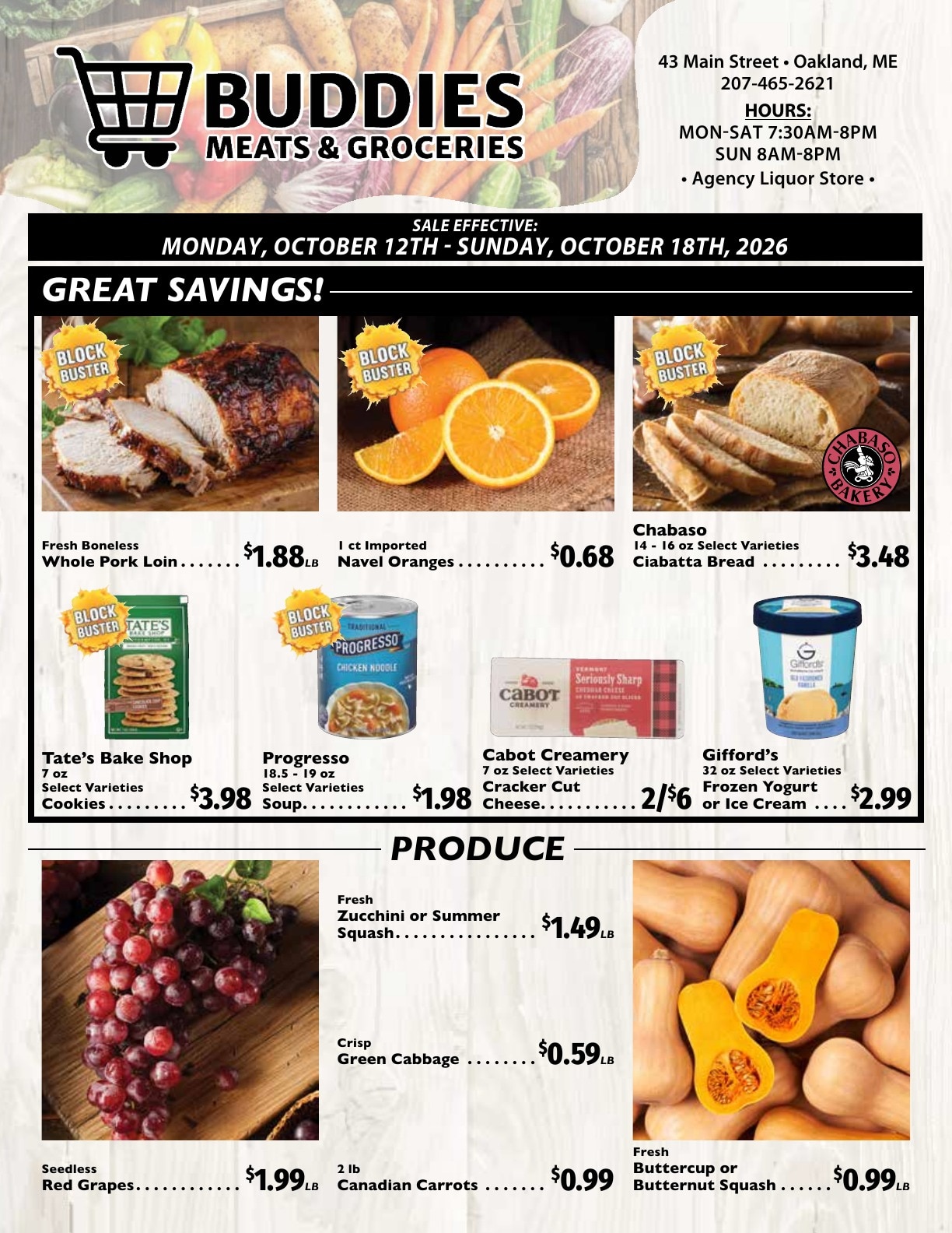 Buddies Meats & Groceries Weekly Ad October 12 - 18, 2026