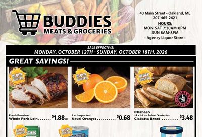 Buddies Meats & Groceries Weekly Ad October 12 - 18, 2026