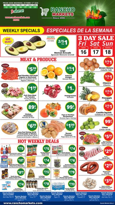 Rancho Markets Weekly Ad October 13 - 19, 2026