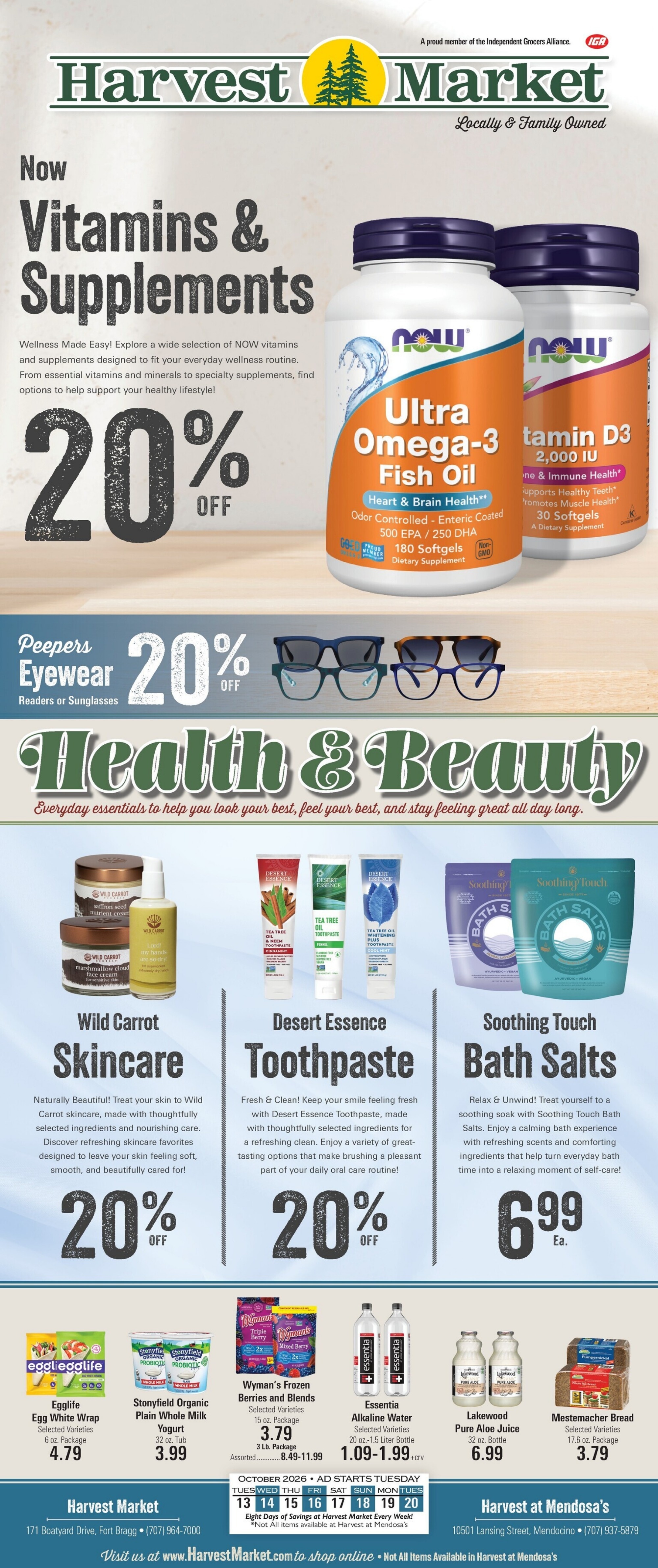 Harvest Market Fort Bragg Weekly Ad October 13 - 20, 2026