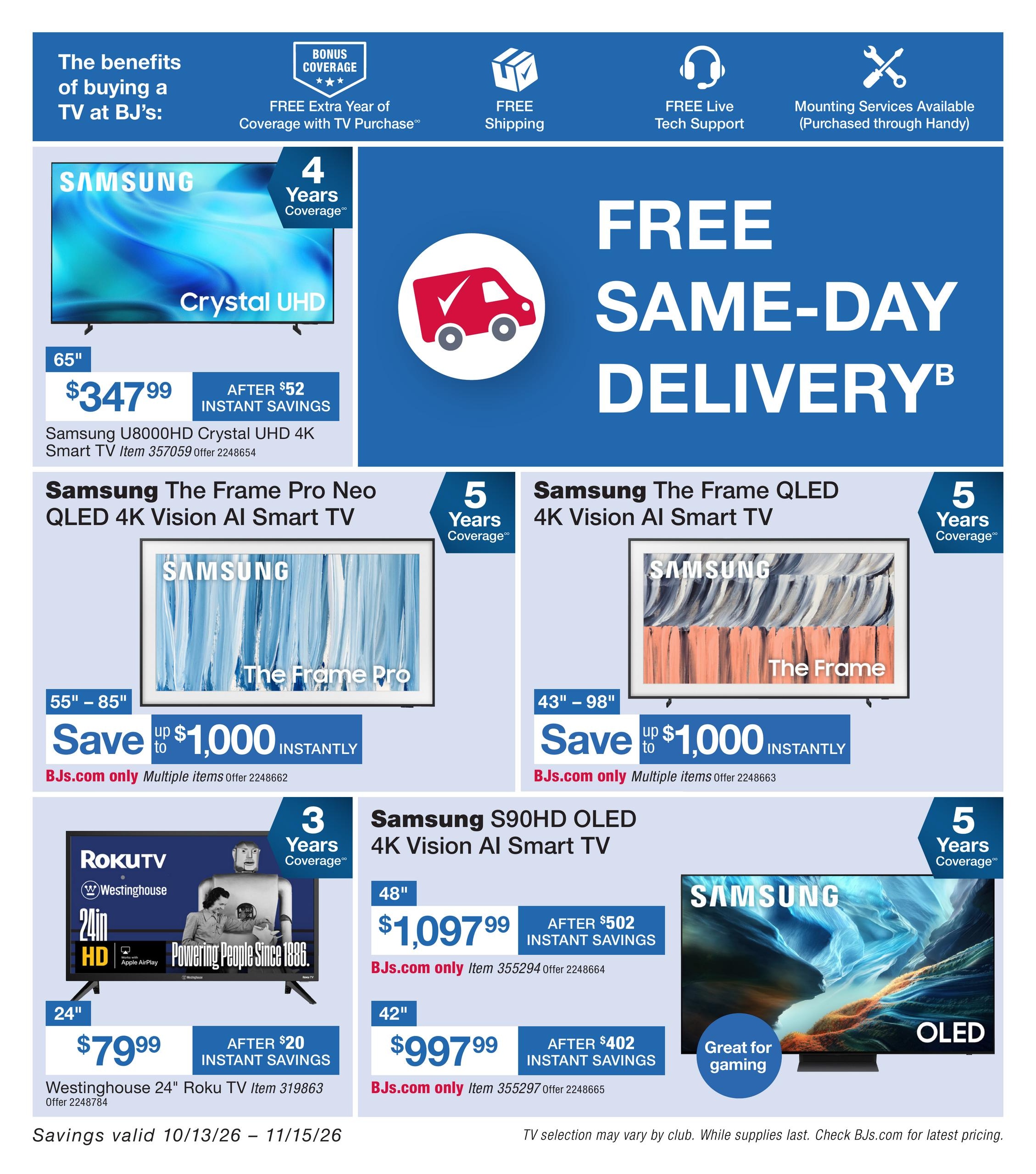 BJ's Wholesale Club Smart Saver Weekly Ad October 13 - November 15, 2026