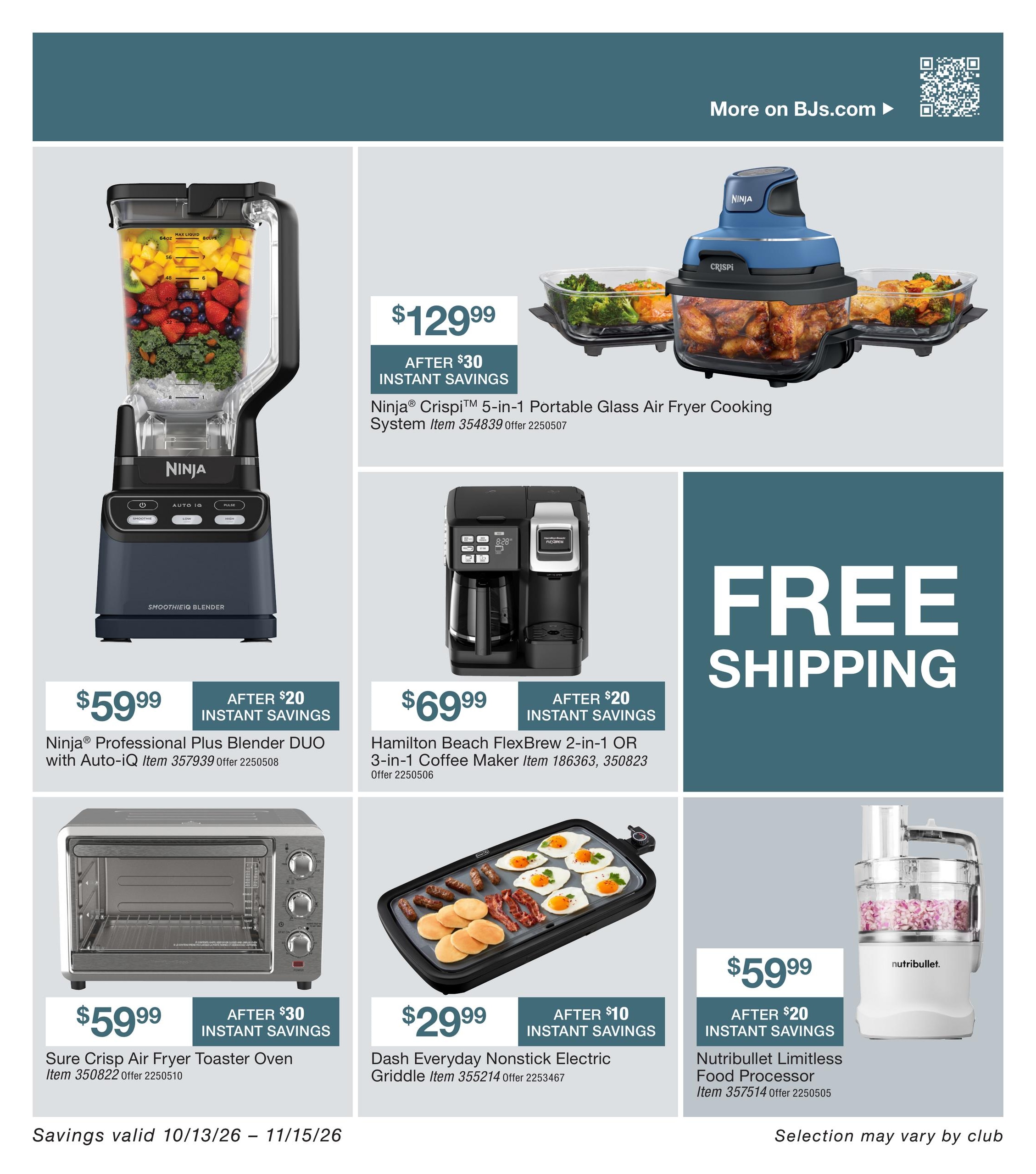 BJ's Wholesale Club Smart Saver Weekly Ad October 13 - November 15, 2026