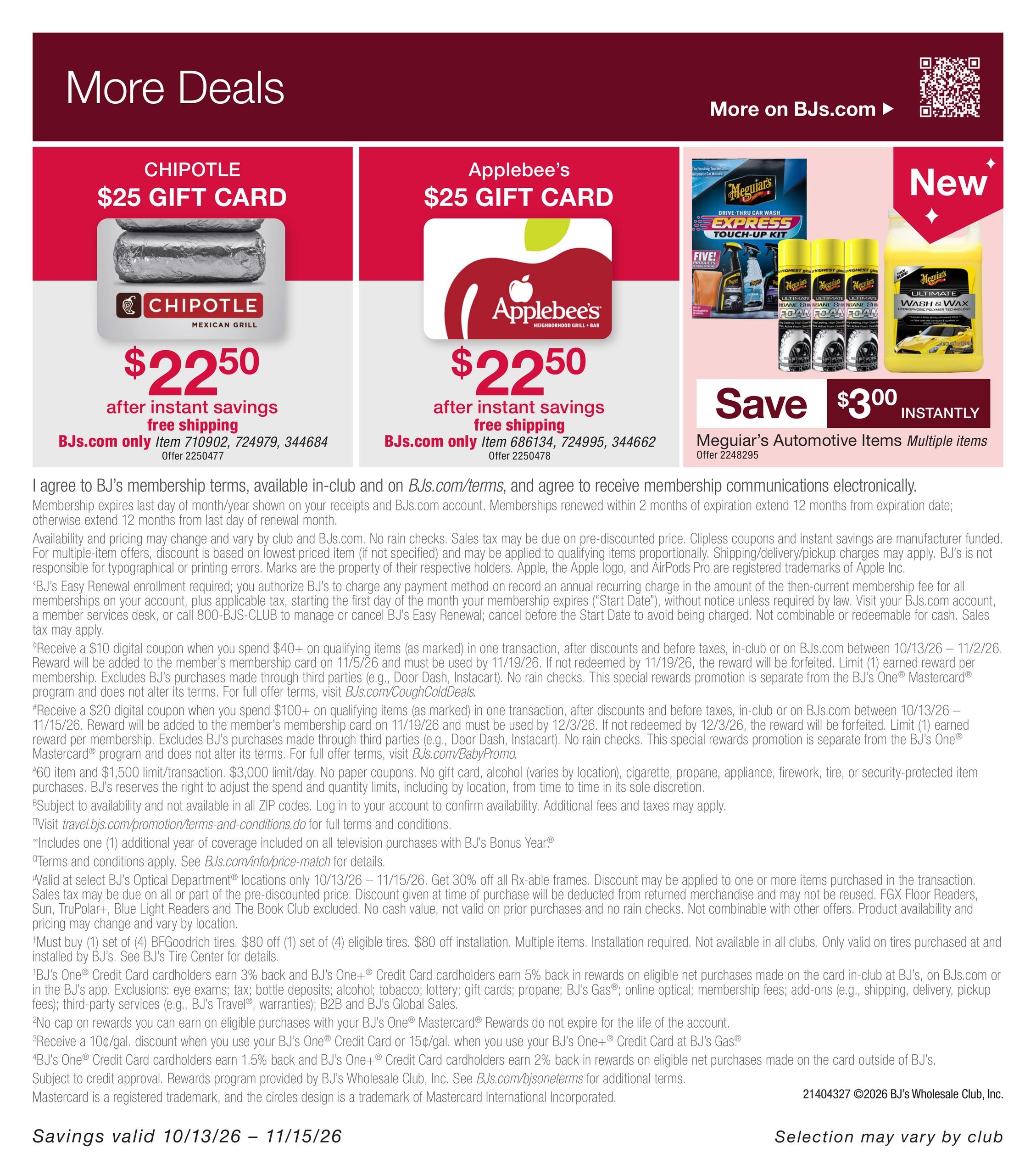 BJ's Wholesale Club Smart Saver Weekly Ad October 13 - November 15, 2026