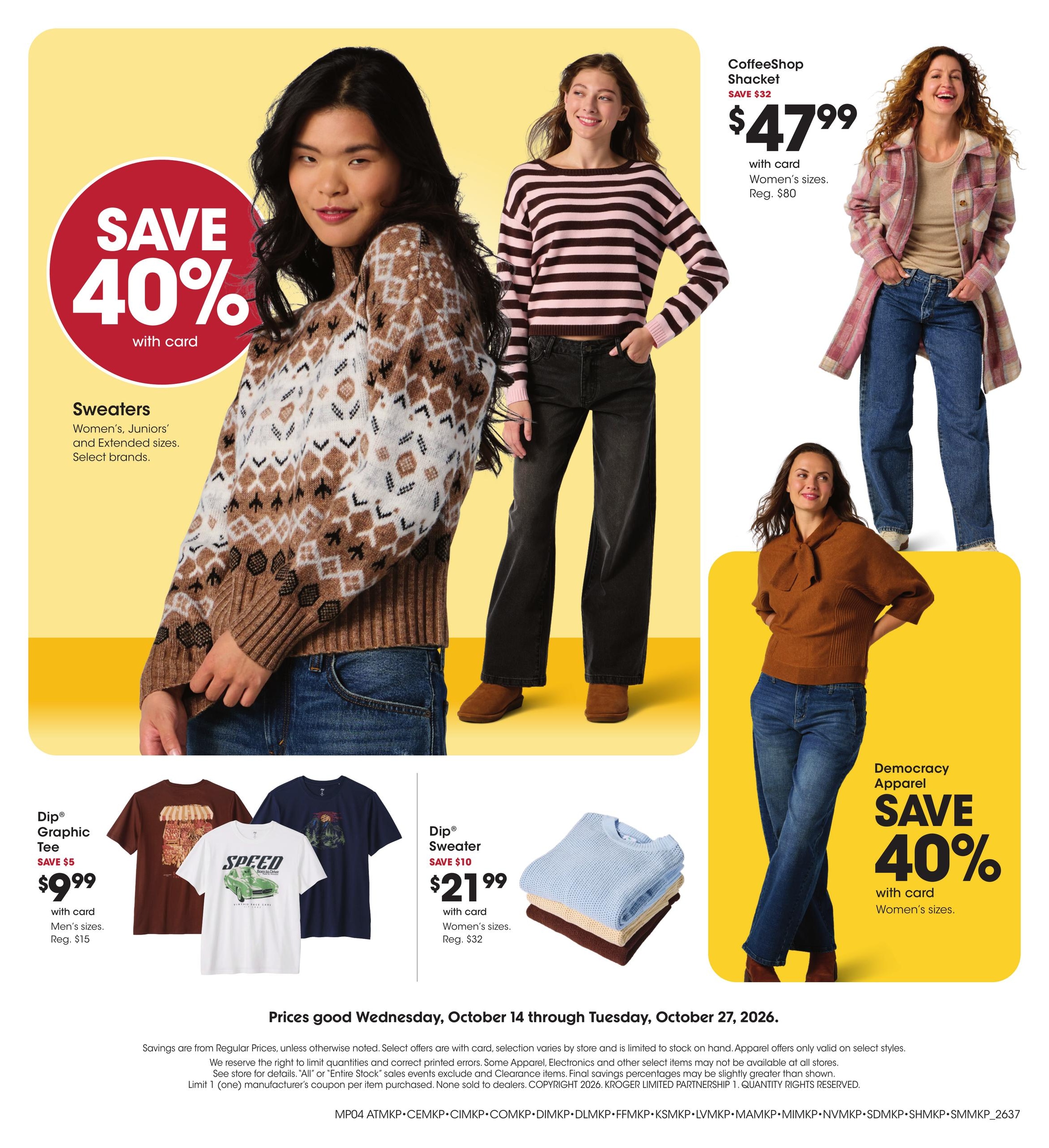 Kroger (Adrian Area, MI) Home & Apparel Weekly Ad October 14 - 27, 2026
