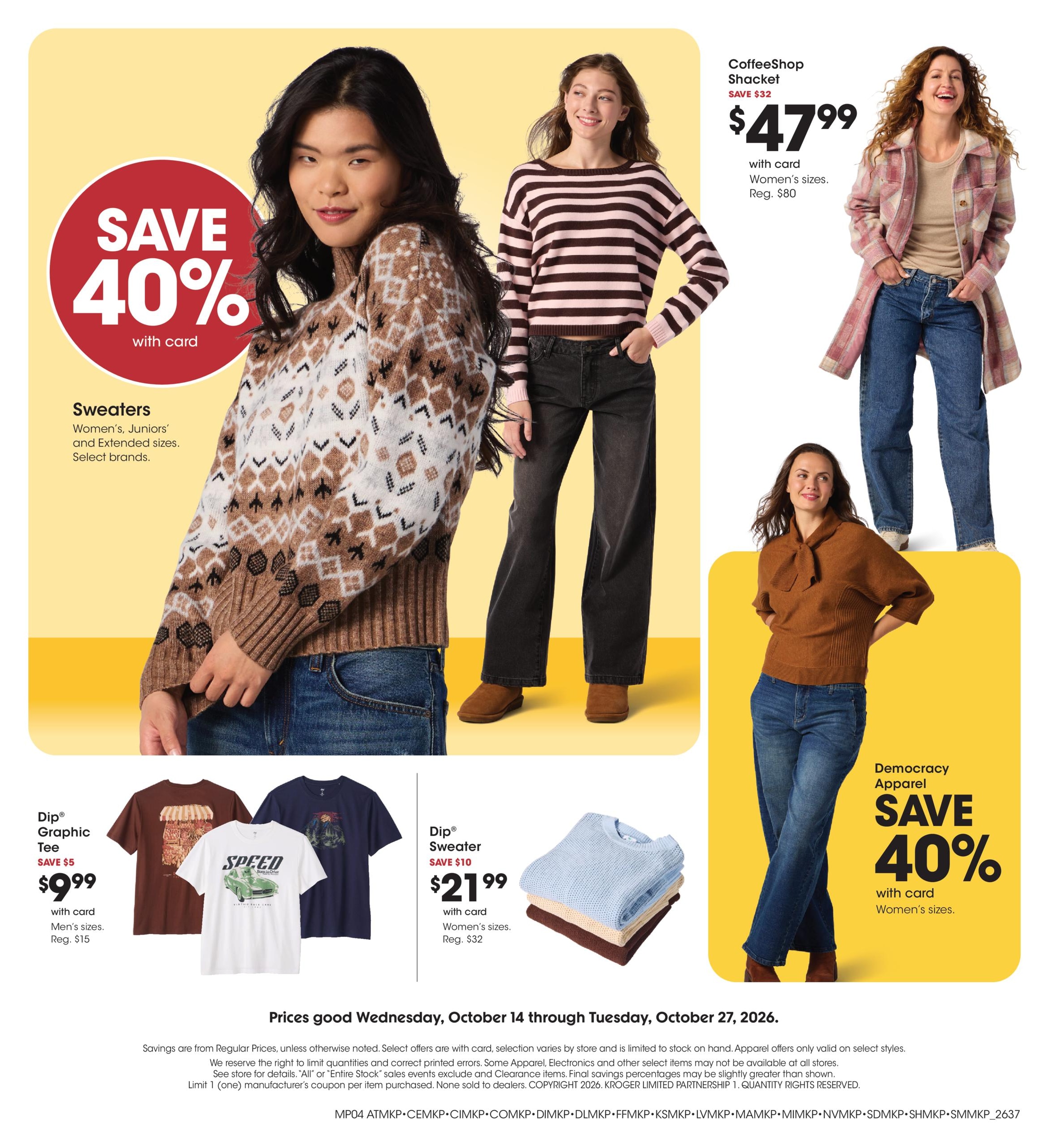 Kroger (Ann Arbor Area, MI) Home & Apparel Weekly Ad October 14 - 27, 2026