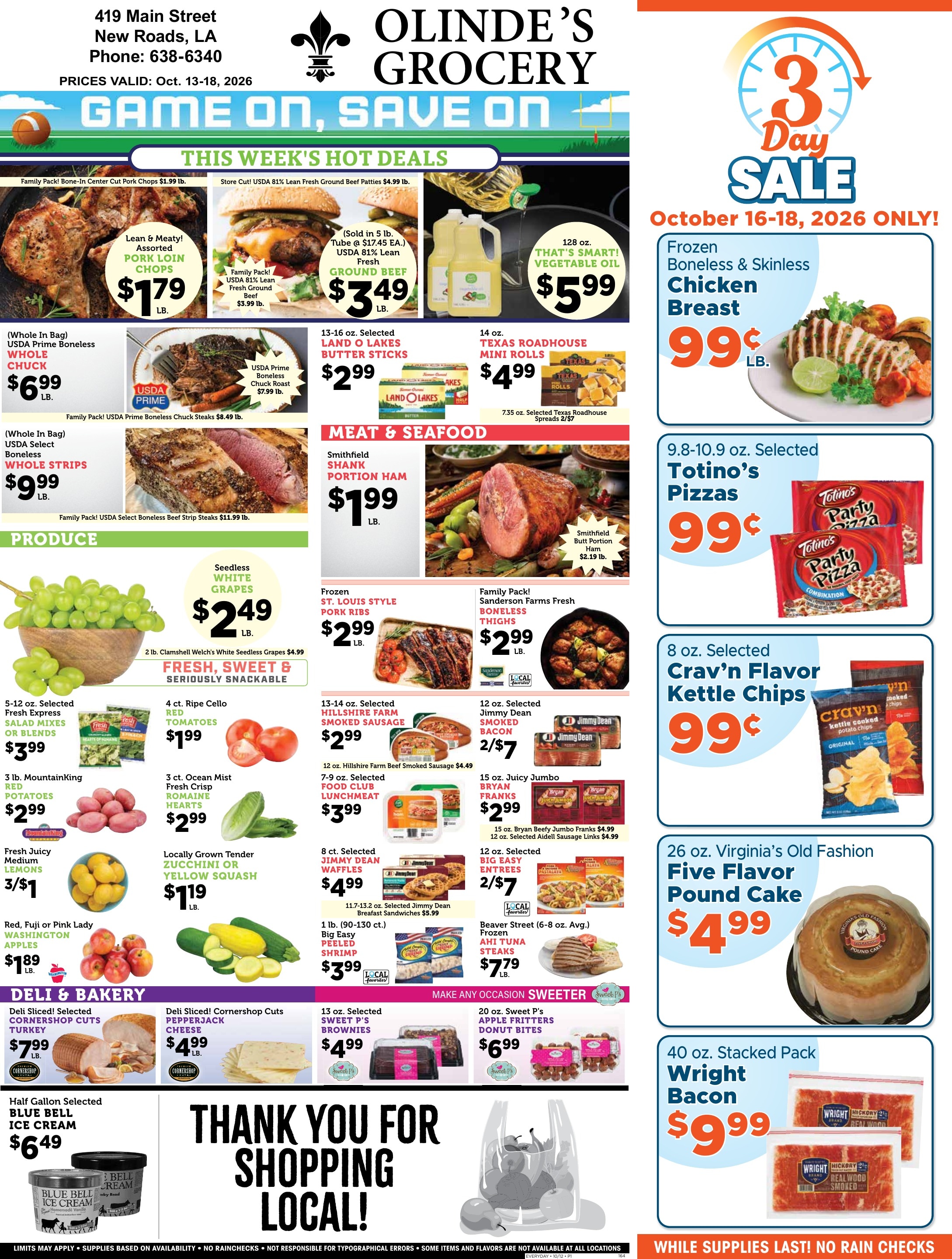 Olinde's Grocery Weekly Ad October 13 - 18, 2026