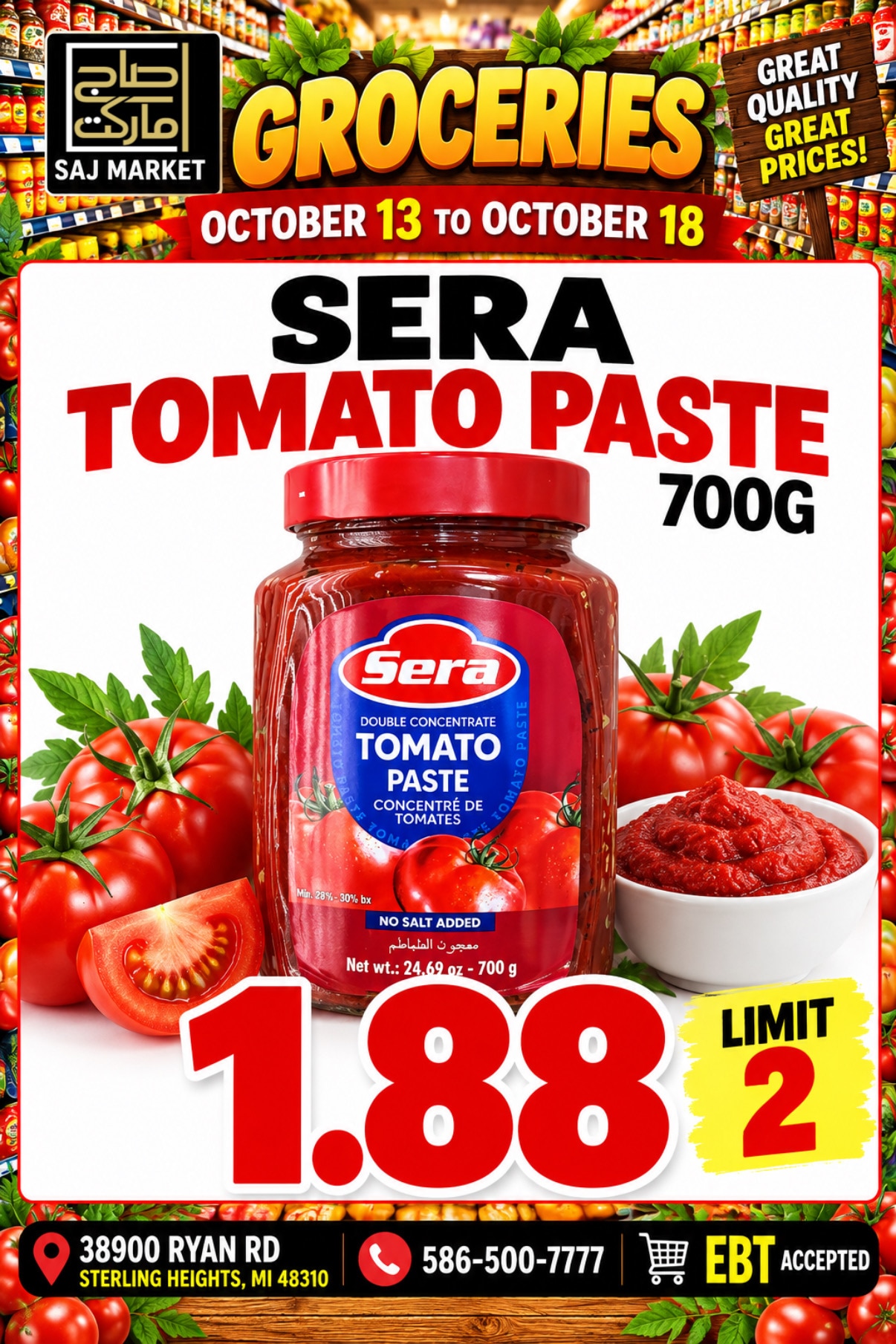 Saj Market Weekly Ad October 13 - 19, 2026