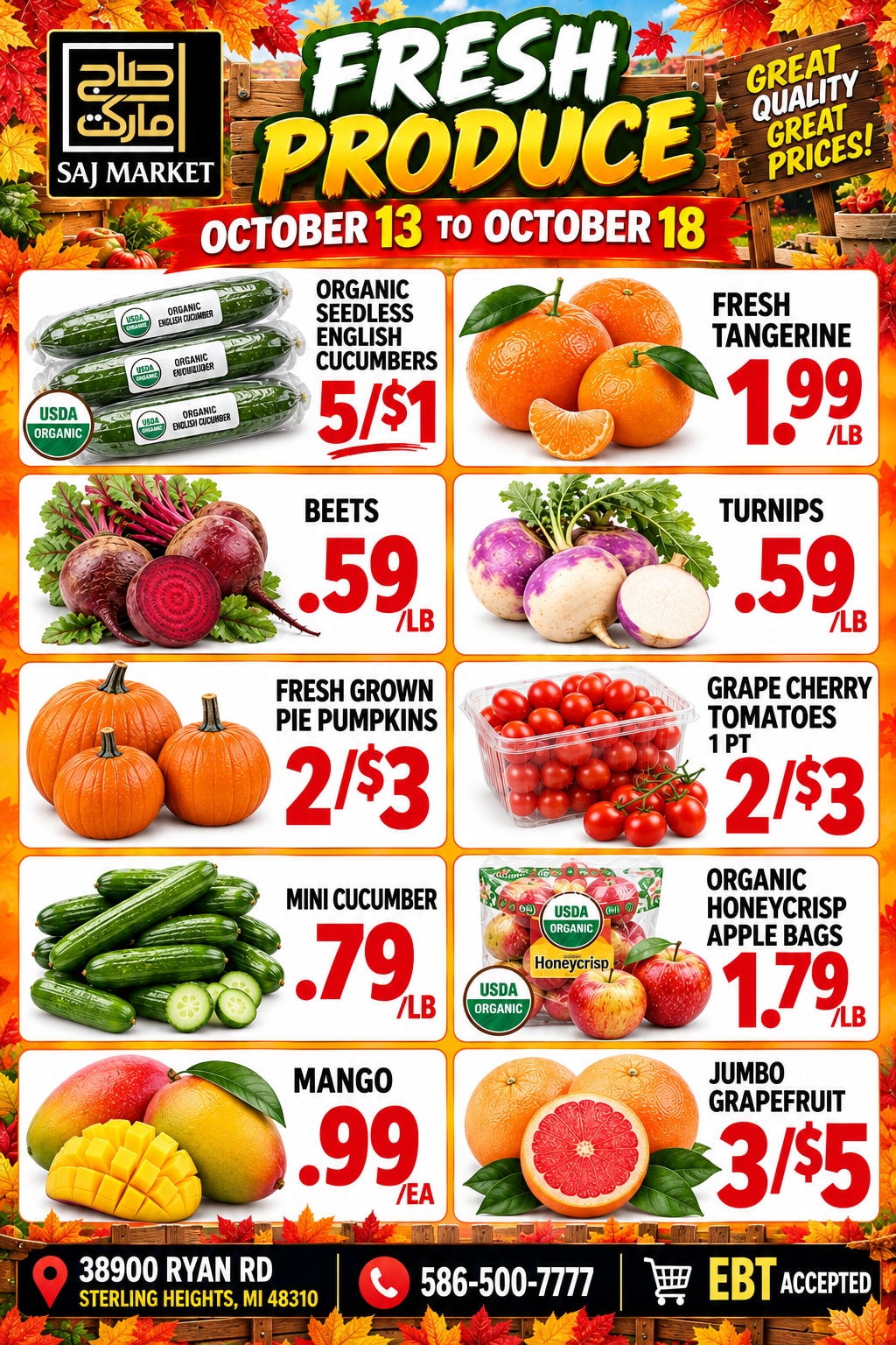 Saj Market Weekly Ad October 13 - 19, 2026