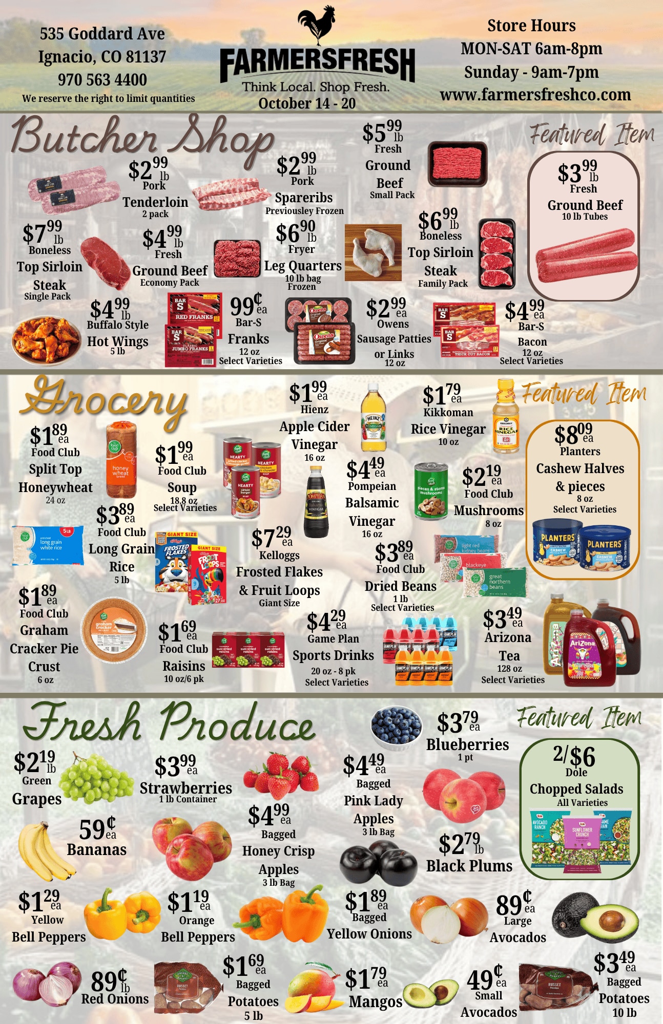 Farmers Fresh Market Weekly Ad October 14 - 20, 2026