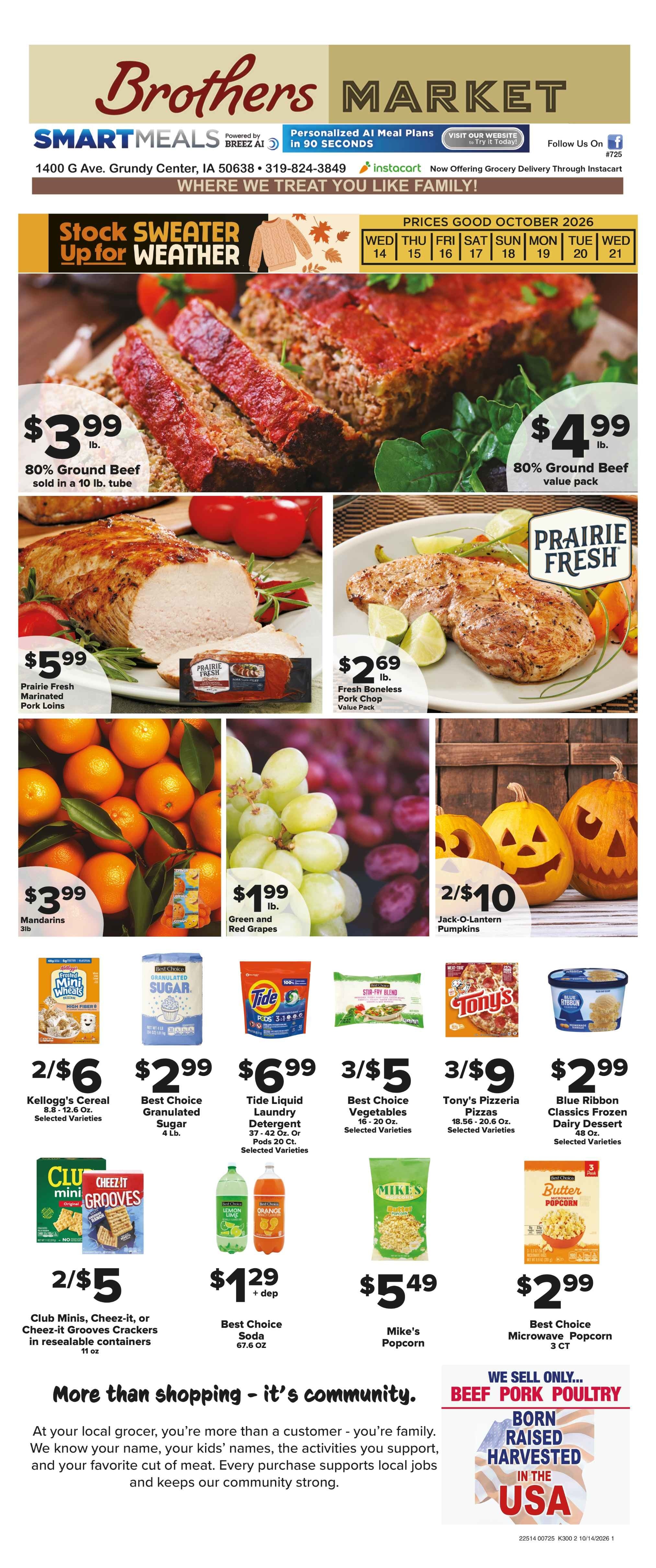 Brothers Market (Grundy Center, IA) Weekly Ad October 14 - 21, 2026