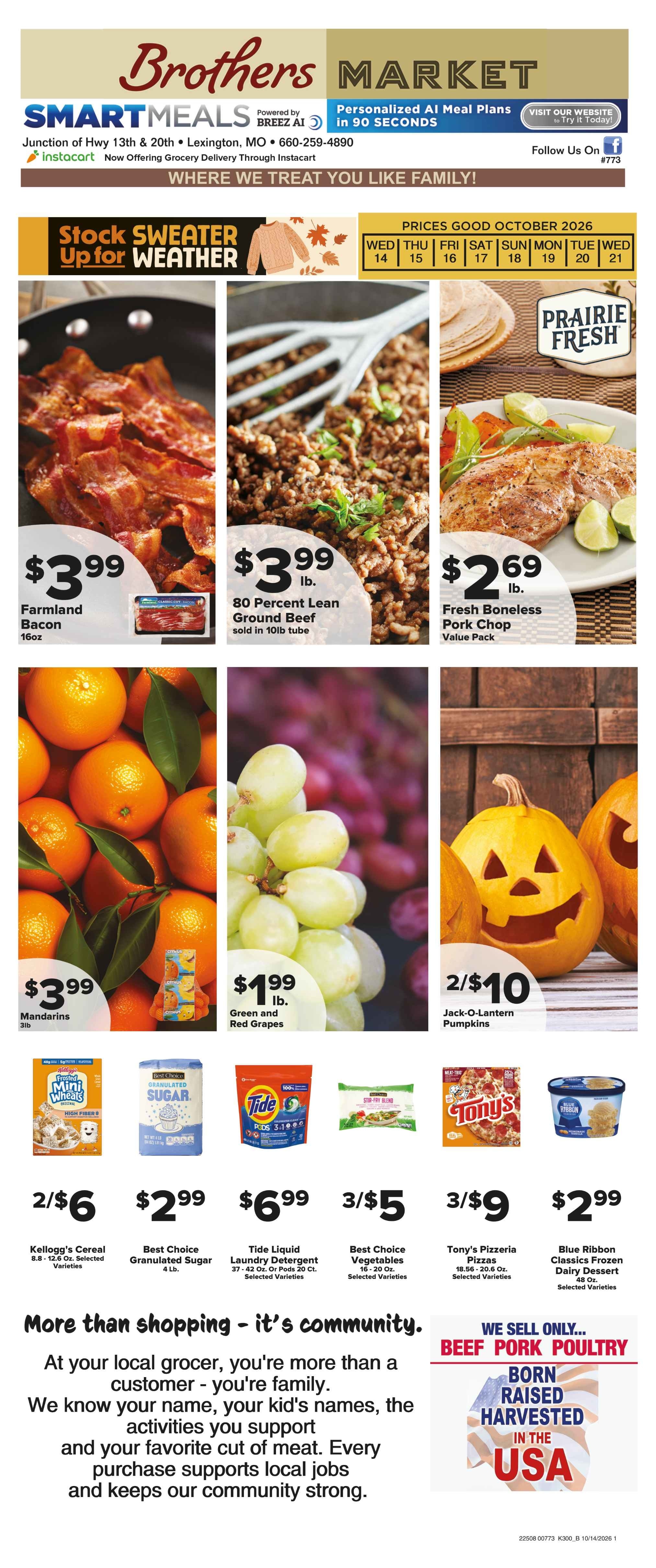 Brothers Market (Lexington, MO) Weekly Ad October 14 - 21, 2026