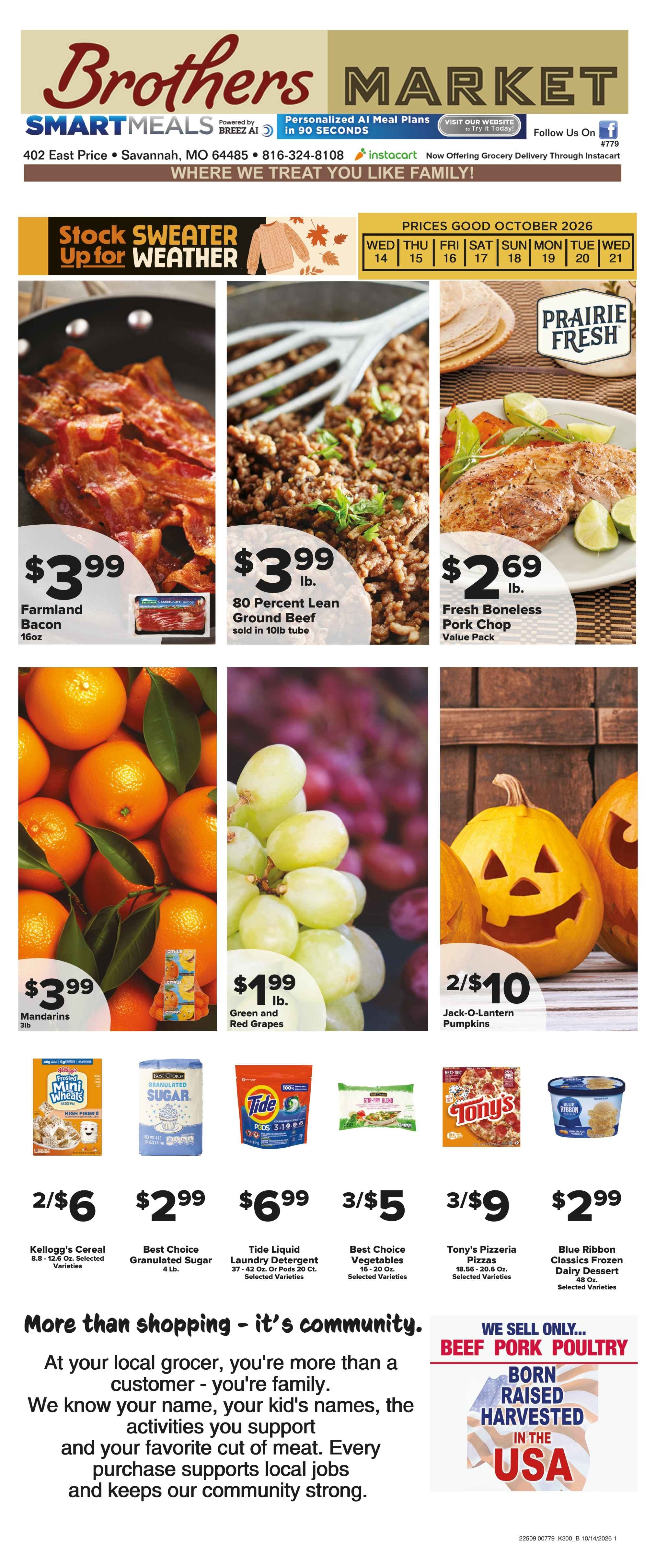 Brothers Market (Savannah, MO) Weekly Ad October 14 - 21, 2026